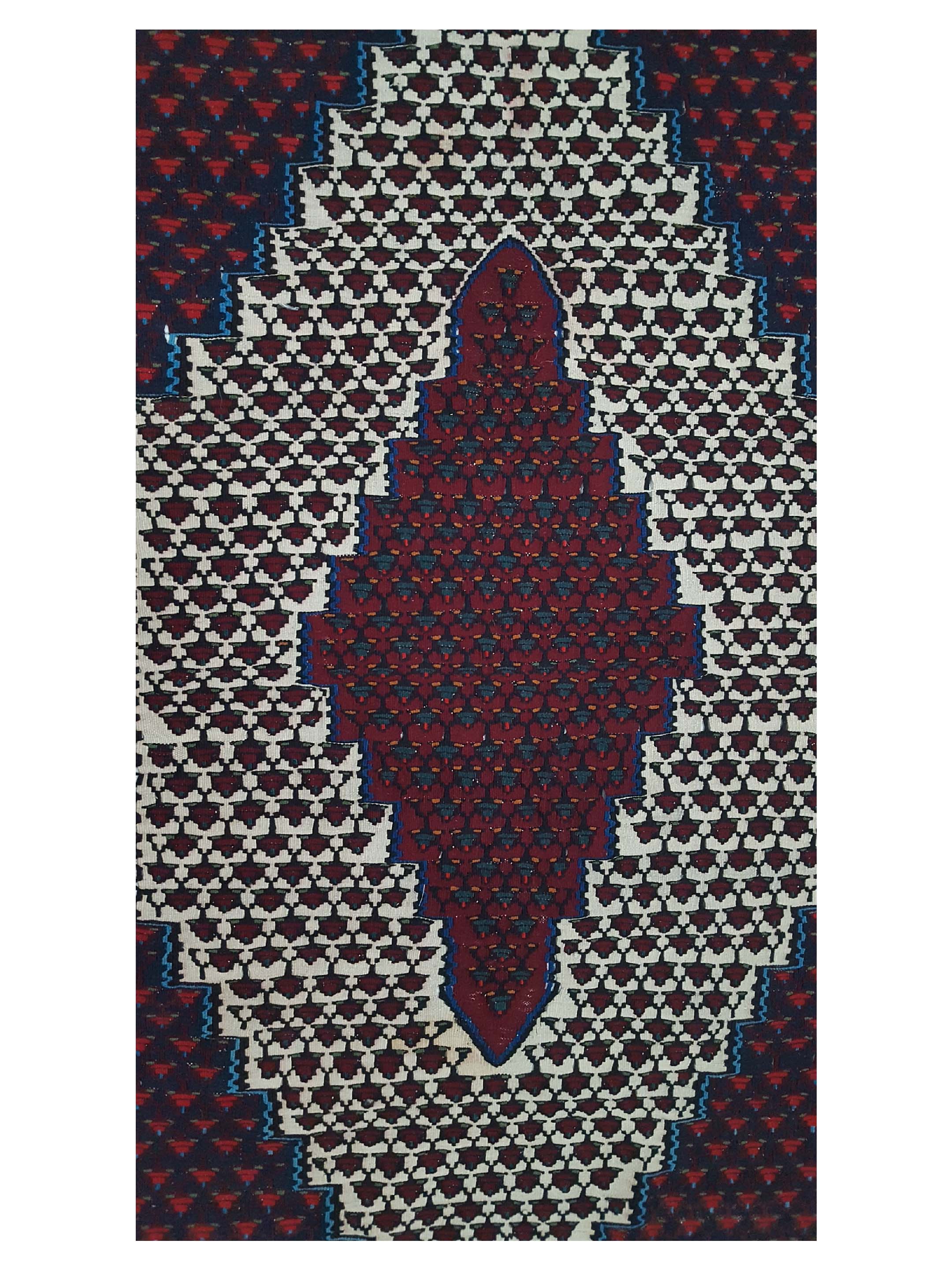 Antique Senneah Kilim Ivory 4x6 - Image 5 of 6