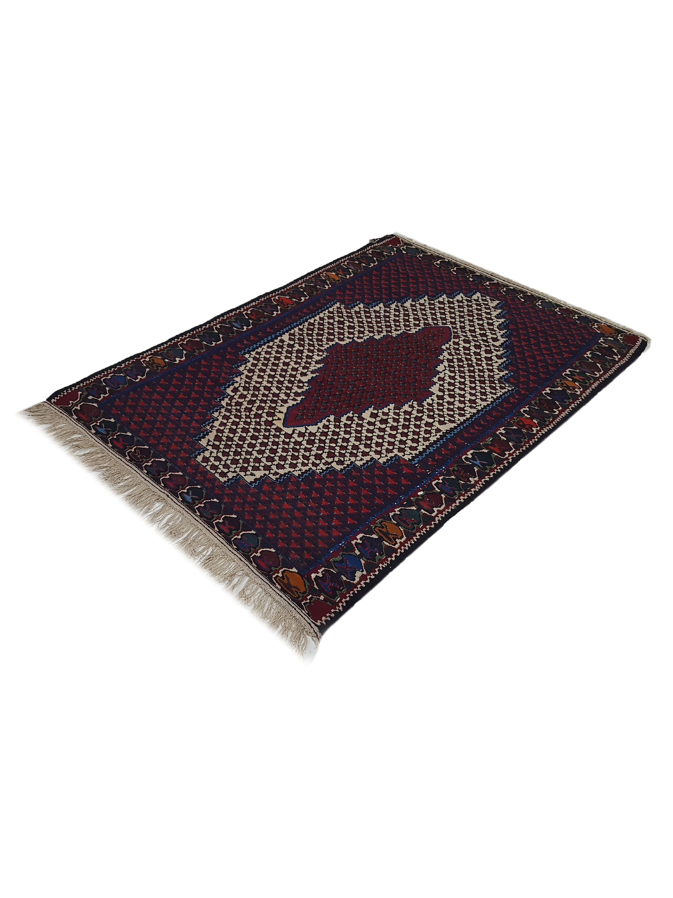 Antique Senneah Kilim Ivory 4x6 - Image 6 of 6
