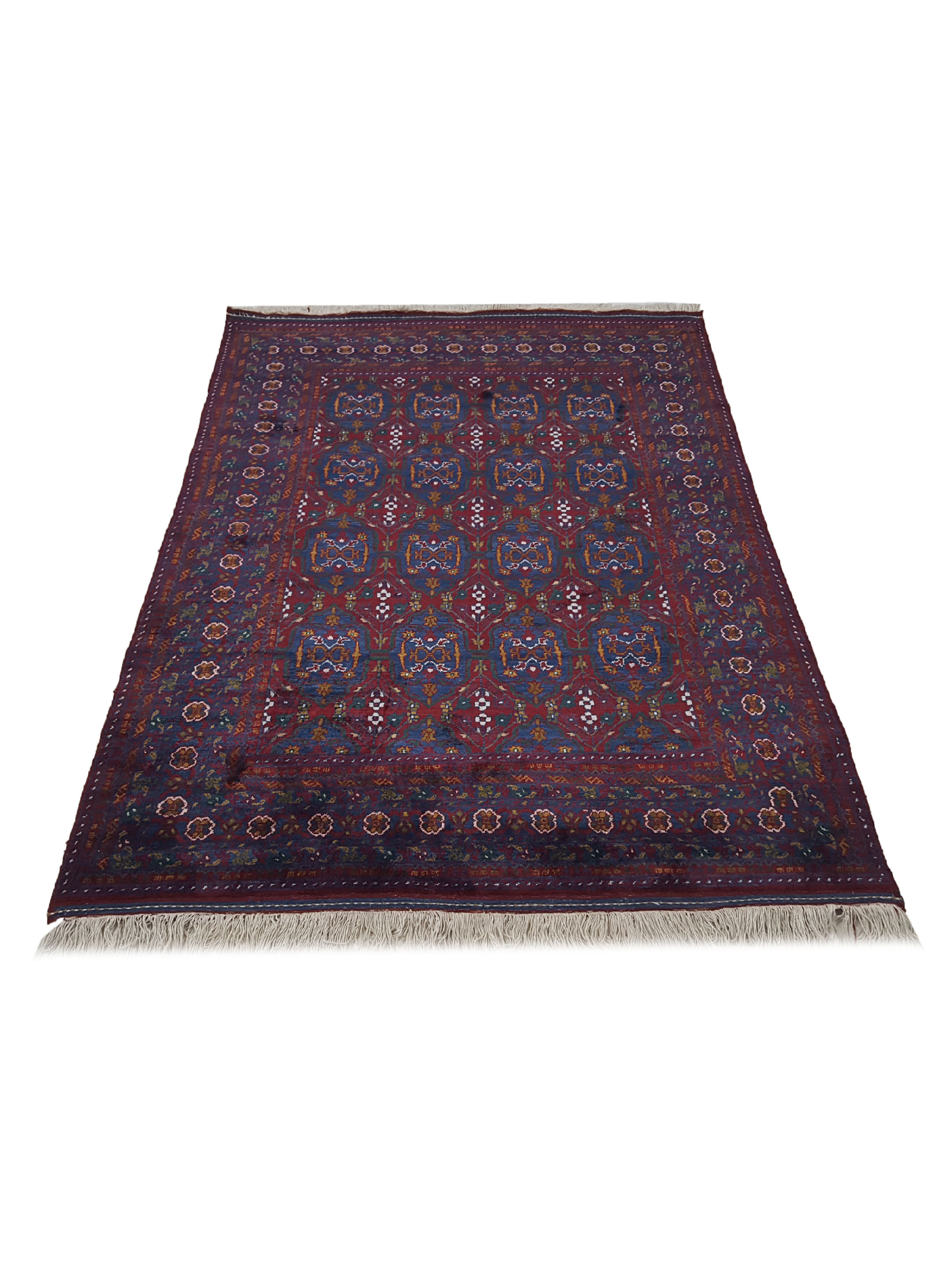Afghan Silk Hand Knotted Burgundy 4x6 - Image 2 of 6