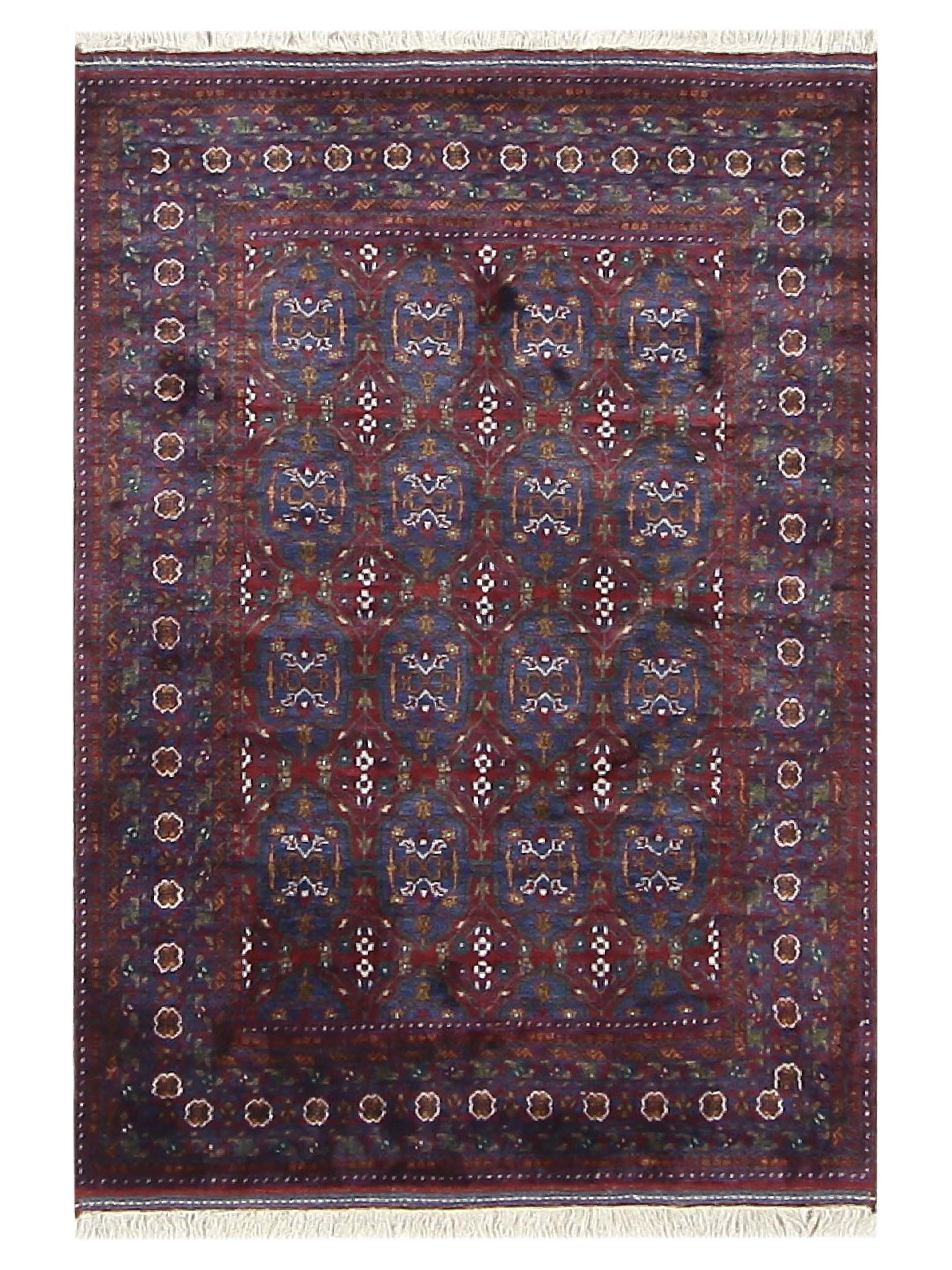 Afghan Silk Hand Knotted Burgundy 4x6