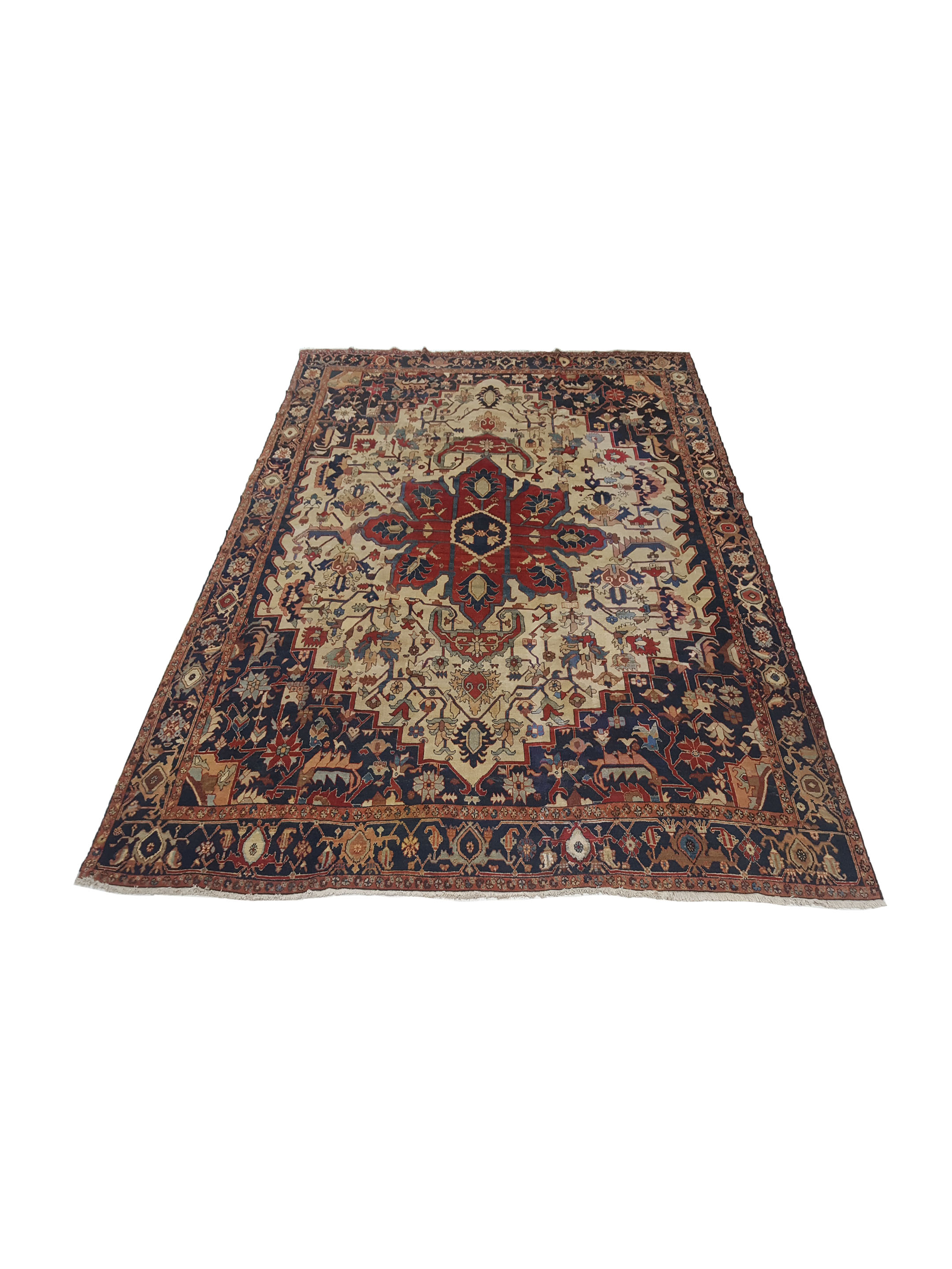 Antique Serapi Ivory 11x13 - Image 2 of 7