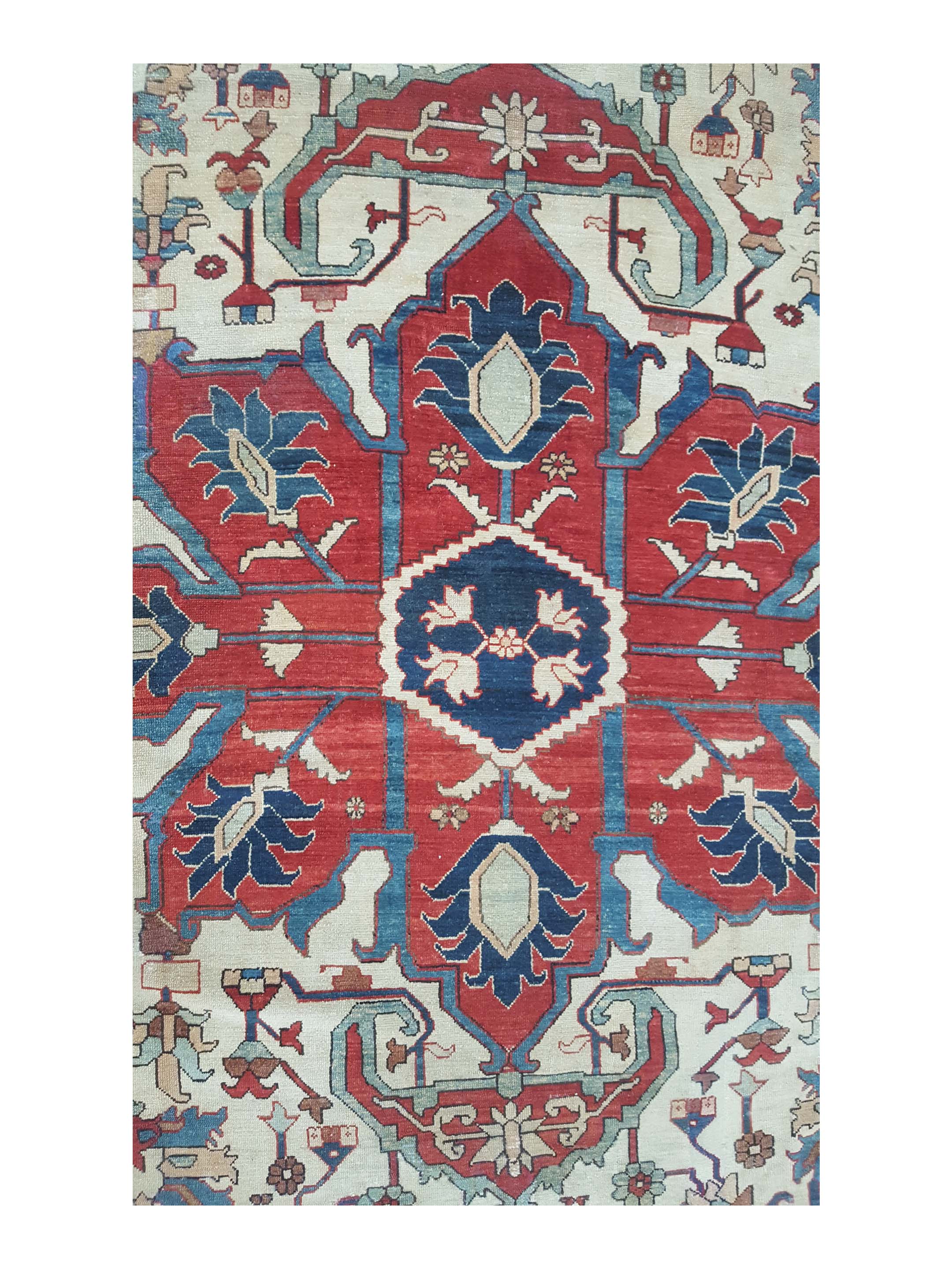 Antique Serapi Ivory 11x13 - Image 5 of 7