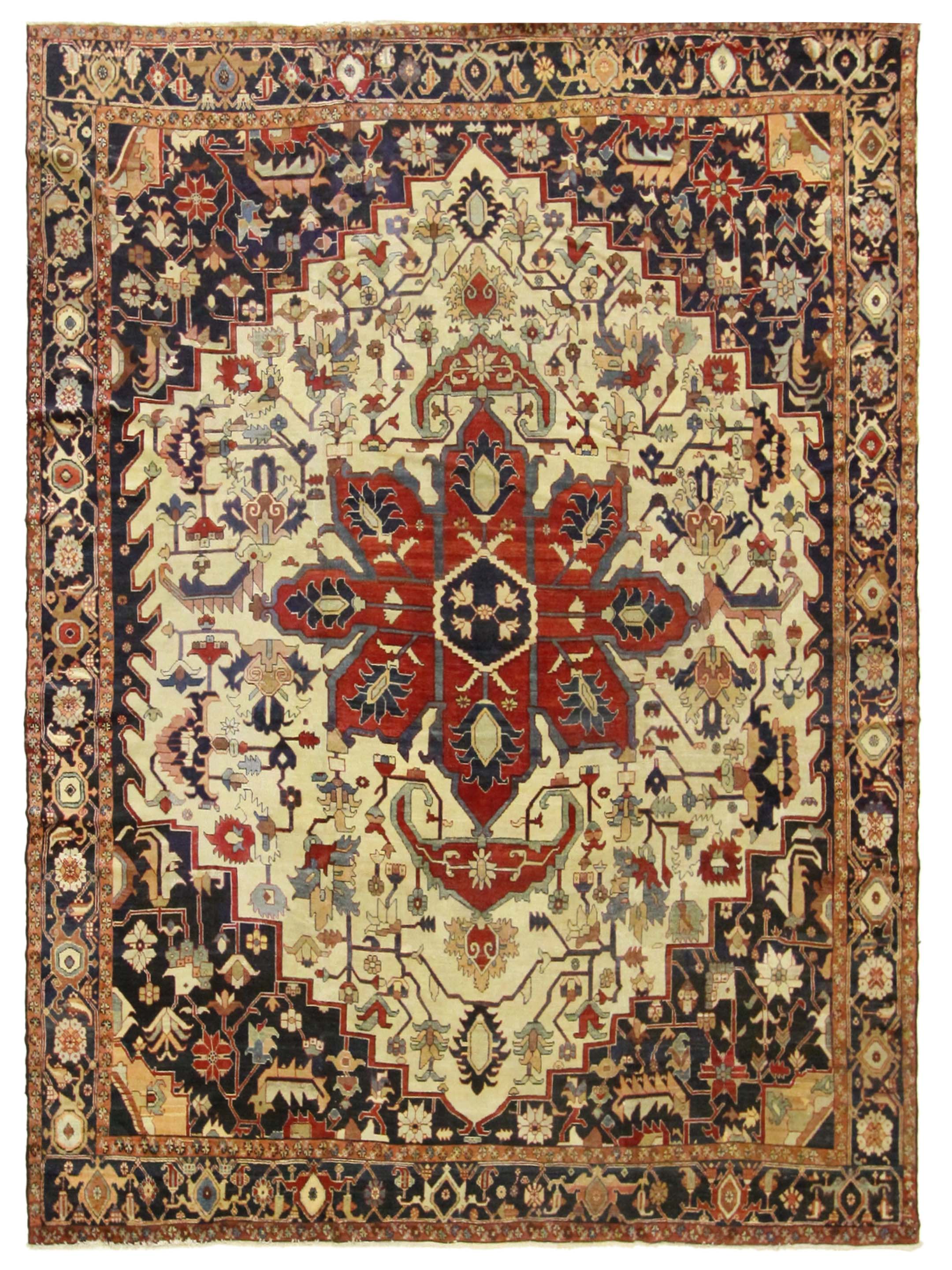 Antique Serapi Ivory 11x13