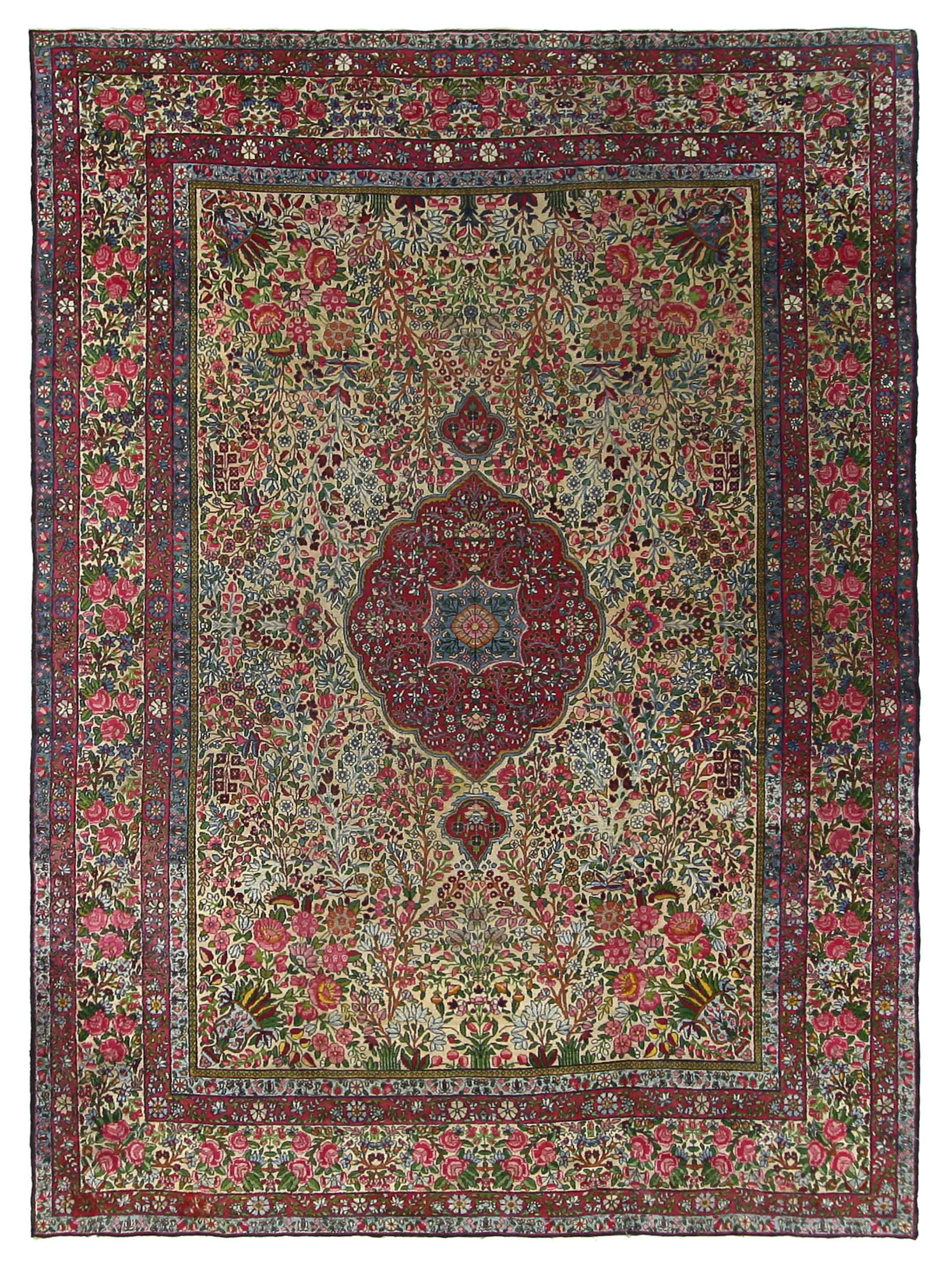 Antique Kerman Ivory 9x13