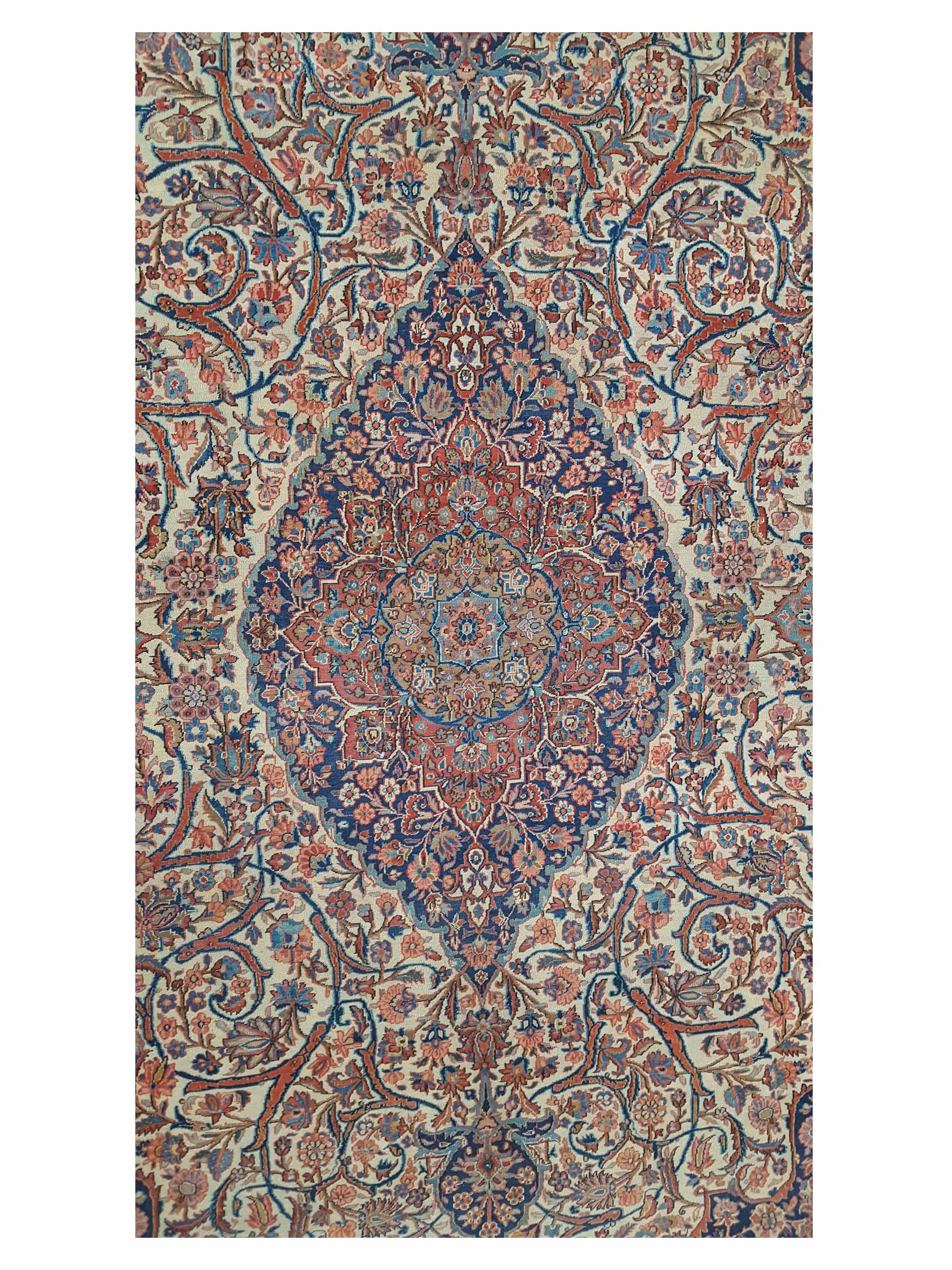 Antique Kashan Ivory 8x11 - Image 5 of 7
