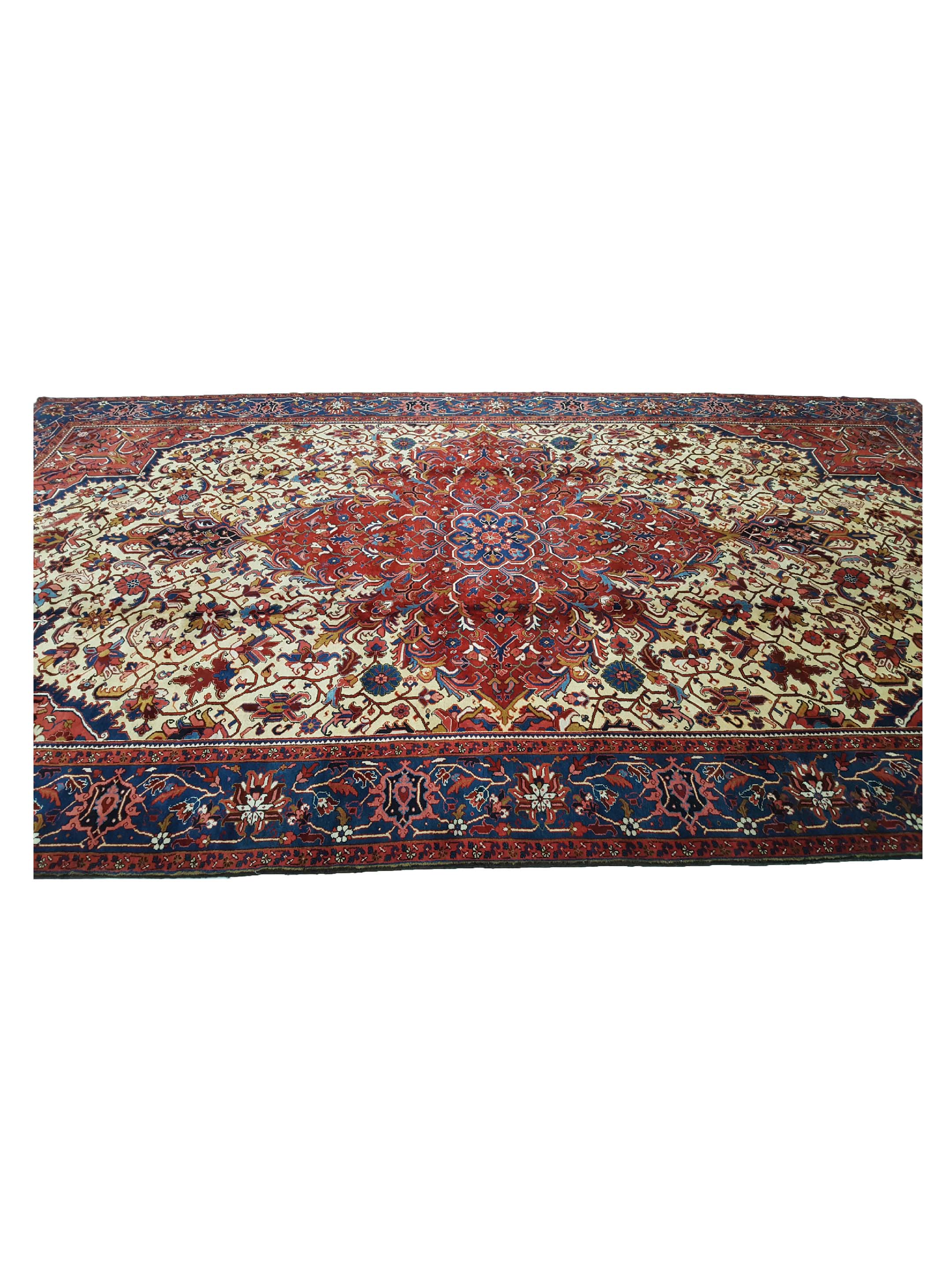 Antique Heriz Ivory 12x18 - Image 7 of 8