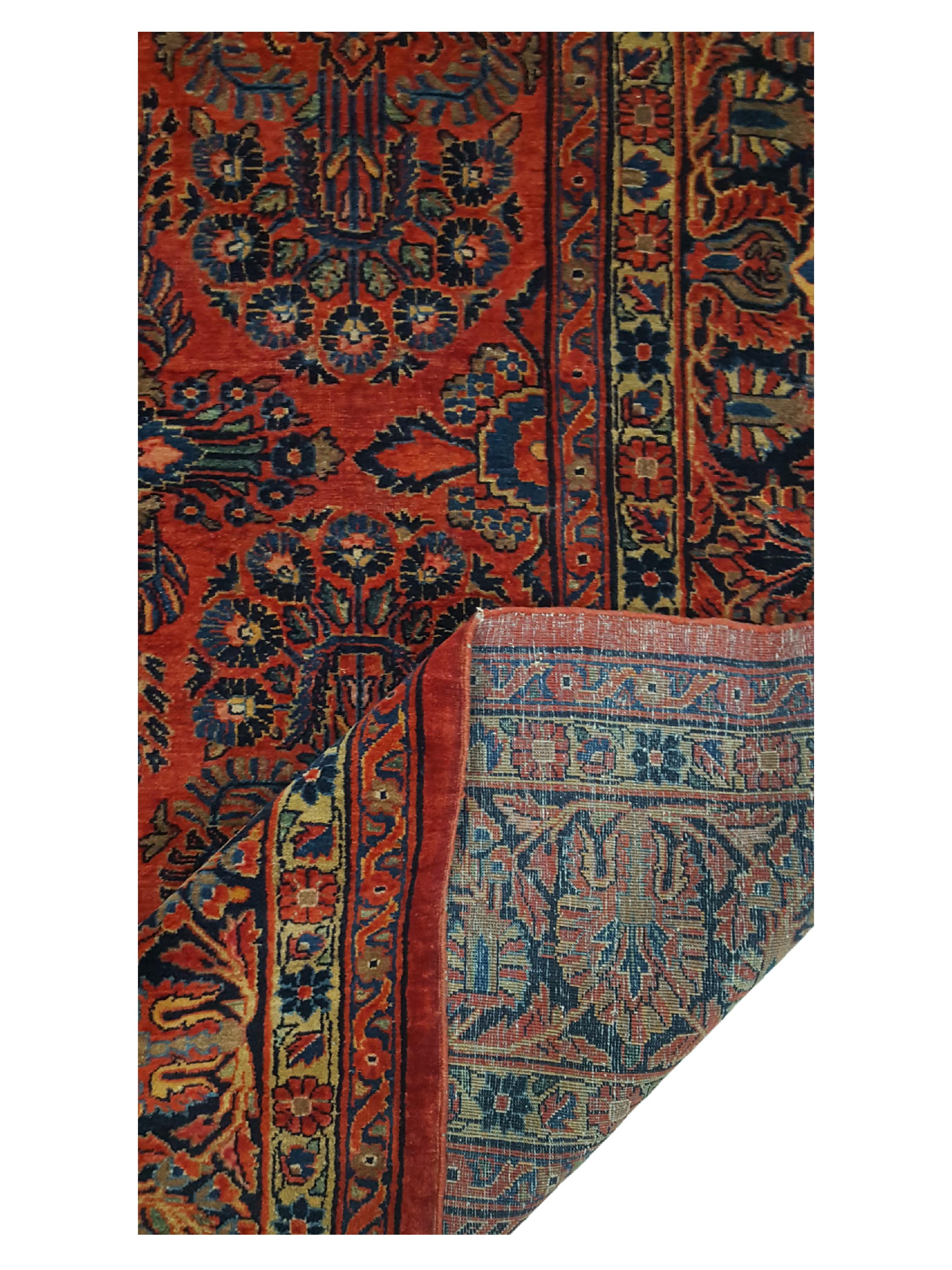 Antique Sarouk Orange Rust 9x12 - Image 3 of 6