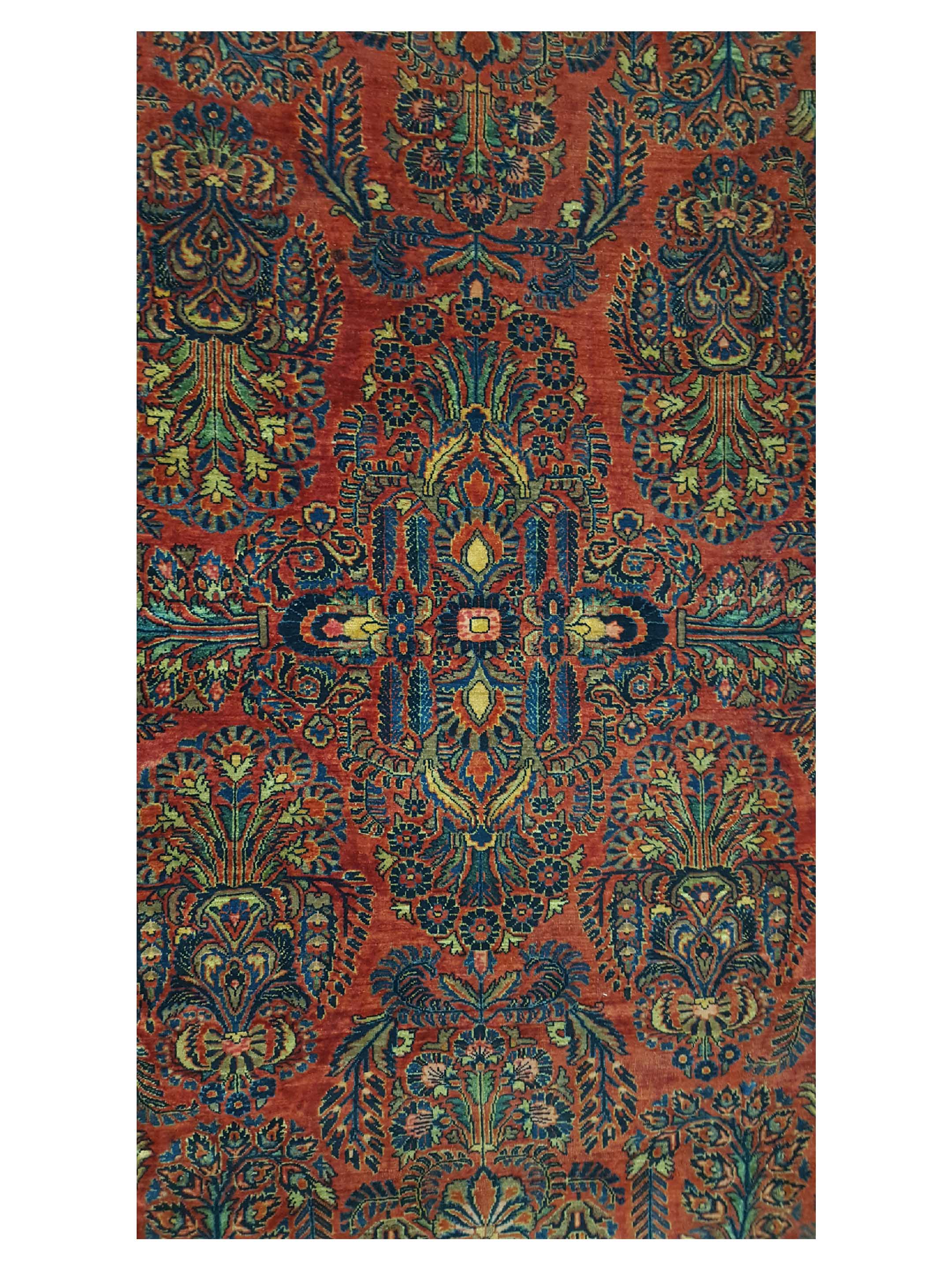 Antique Sarouk Orange Rust 9x12 - Image 5 of 6