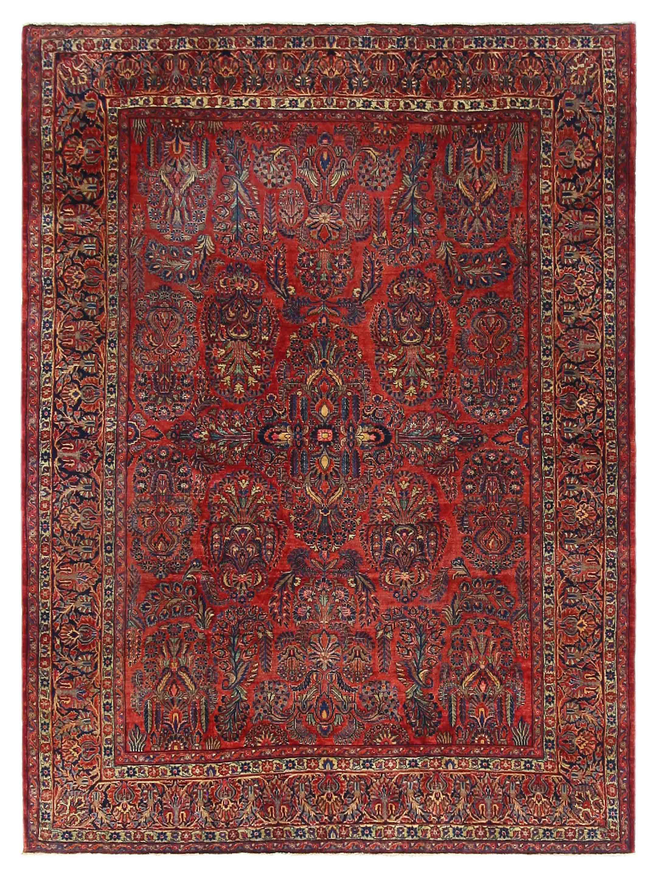 Antique Sarouk Orange Rust 9x12