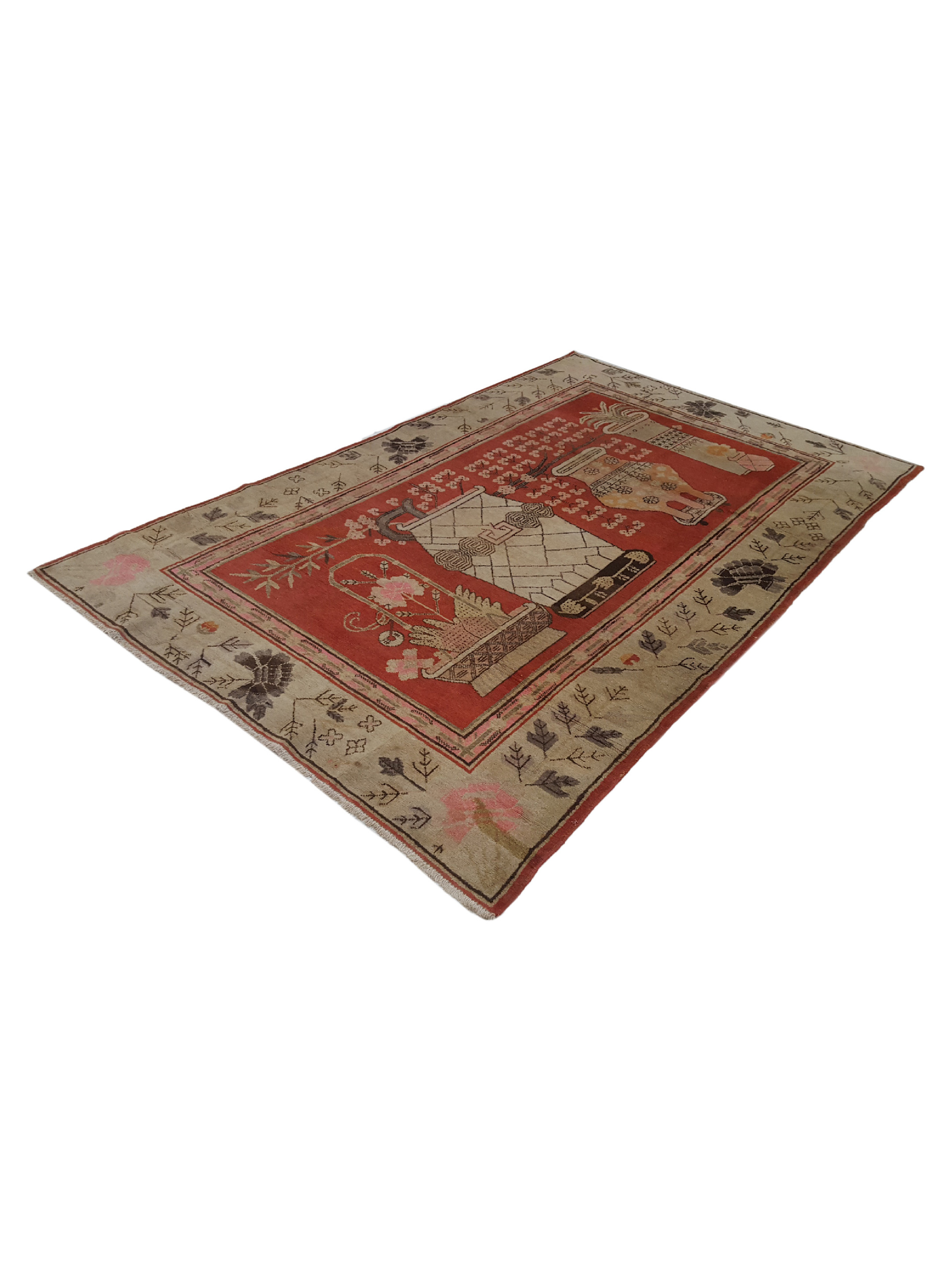 Antique Samarkand Rust 5x8 - Image 6 of 6