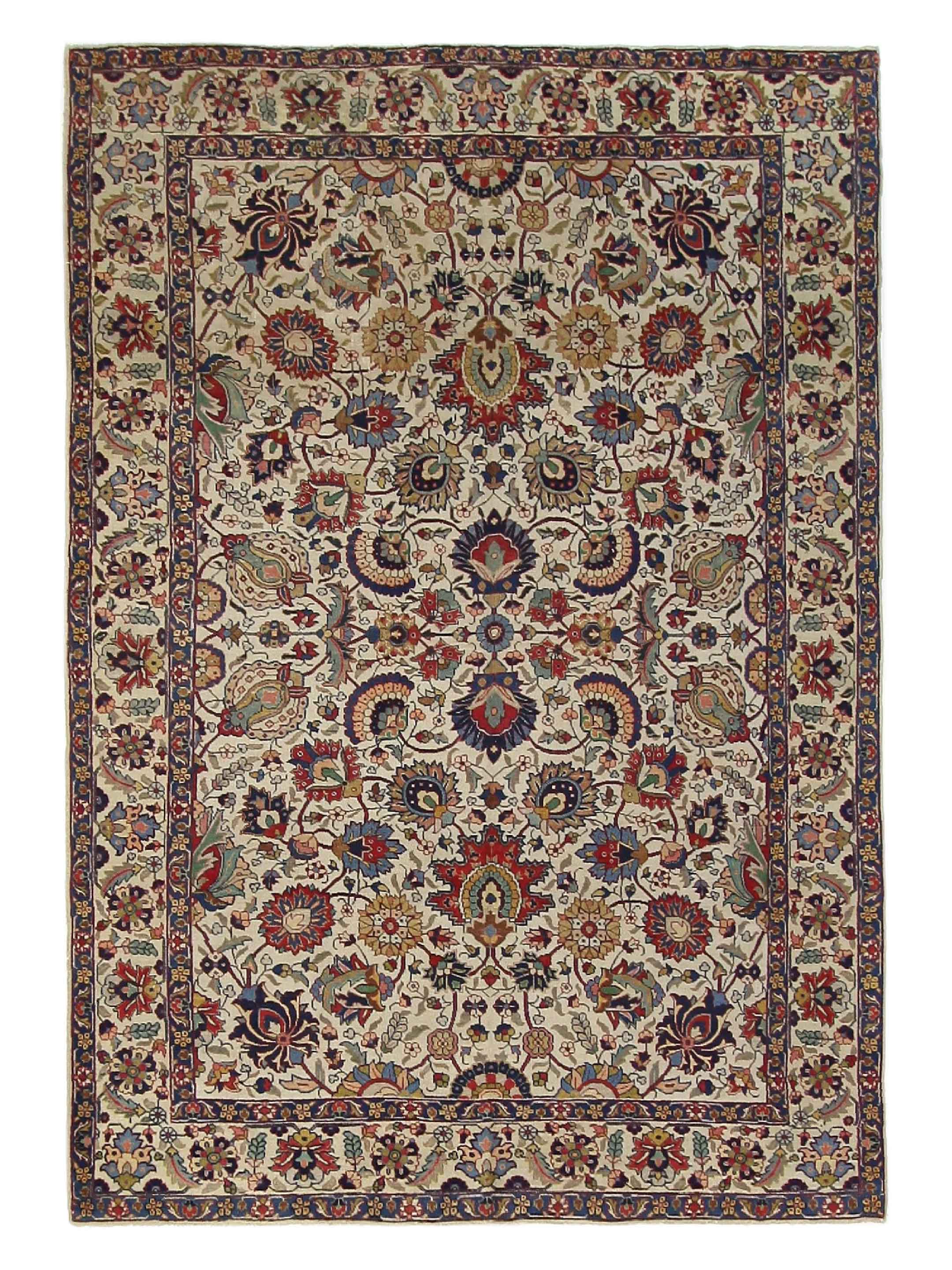 Antique Tabriz Ivory 7x10