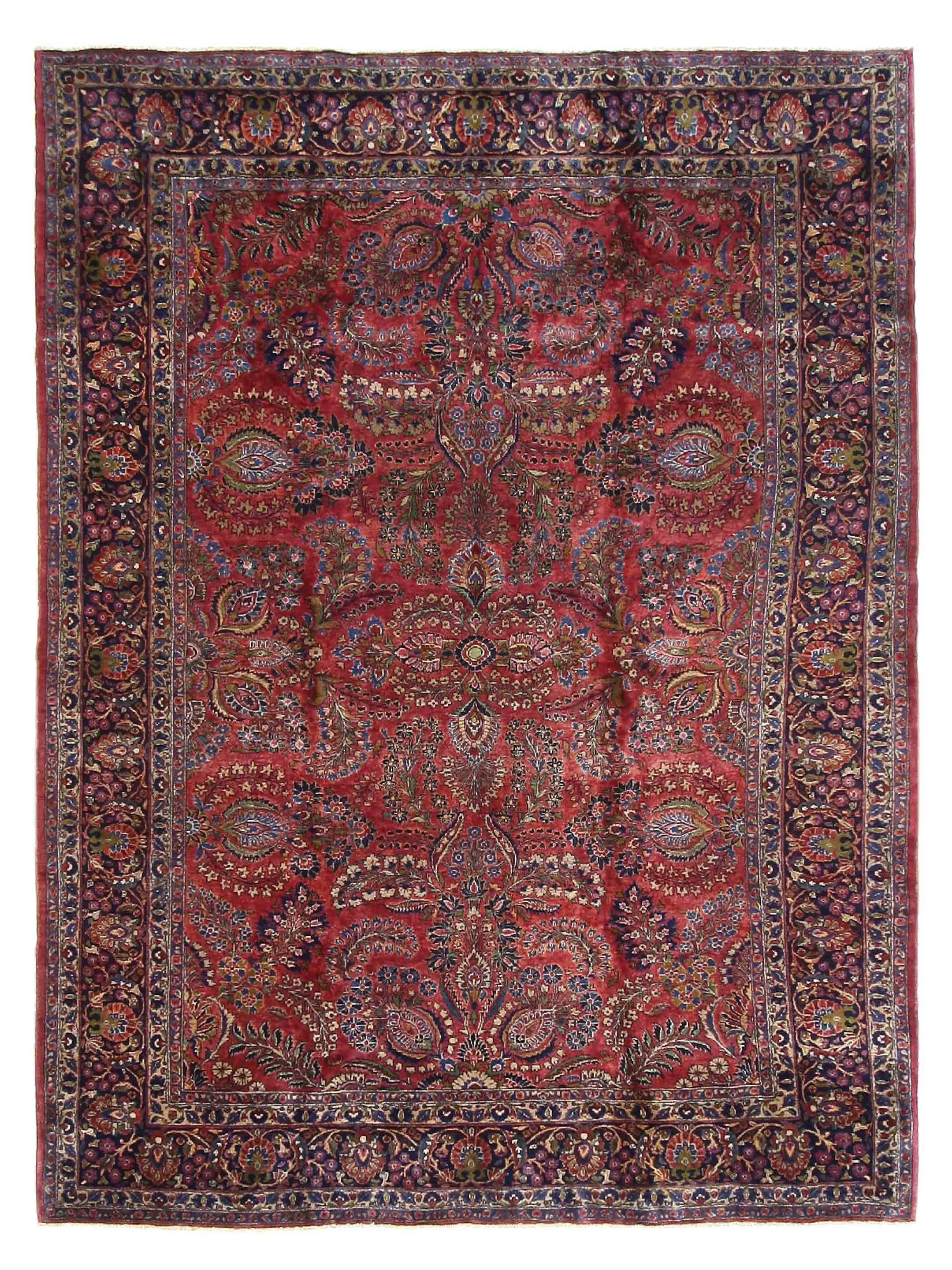 Antique Sarouk Burgundy 9x12