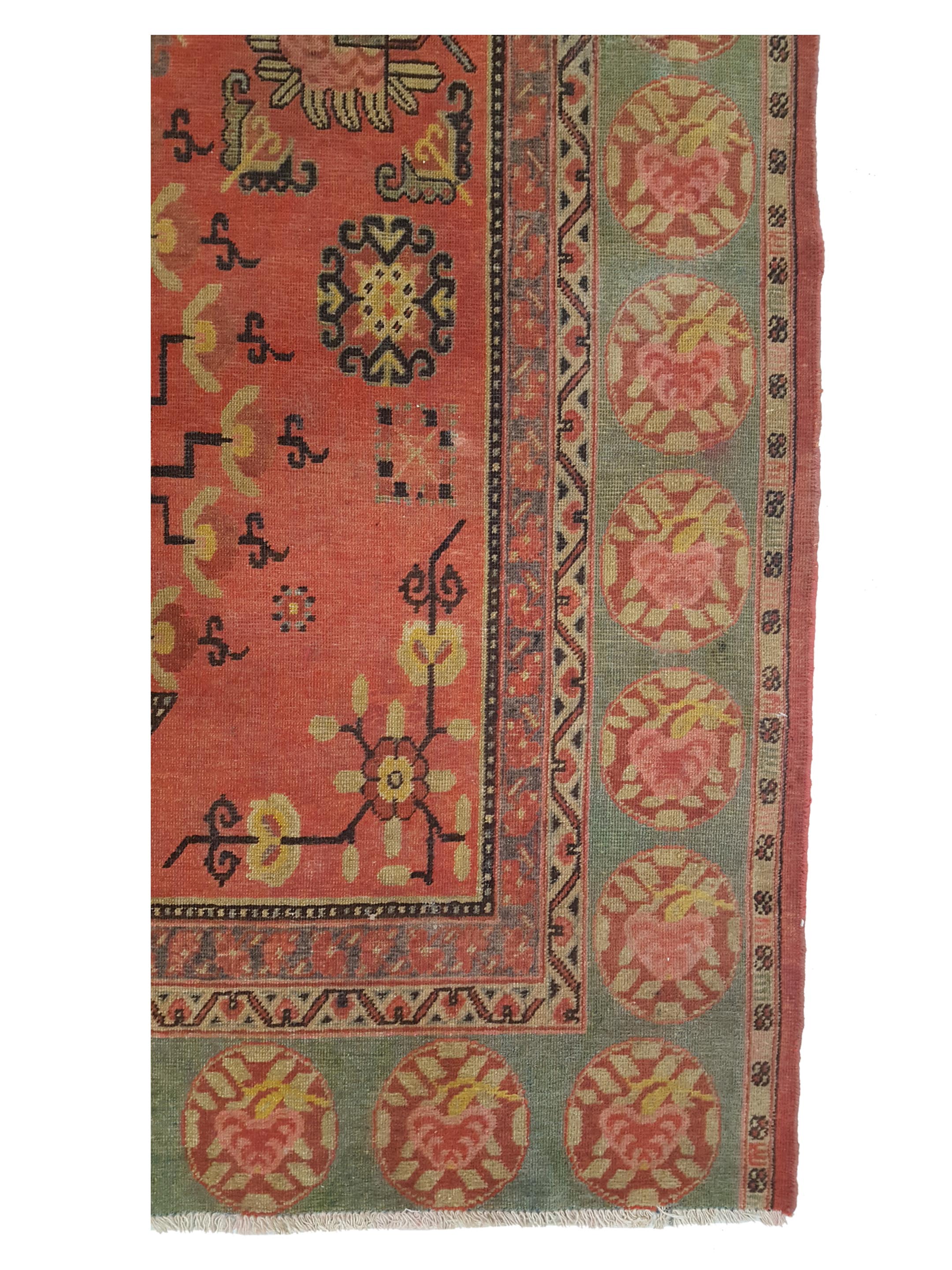 Antique Samarkand Coral 5x10 - Image 4 of 7