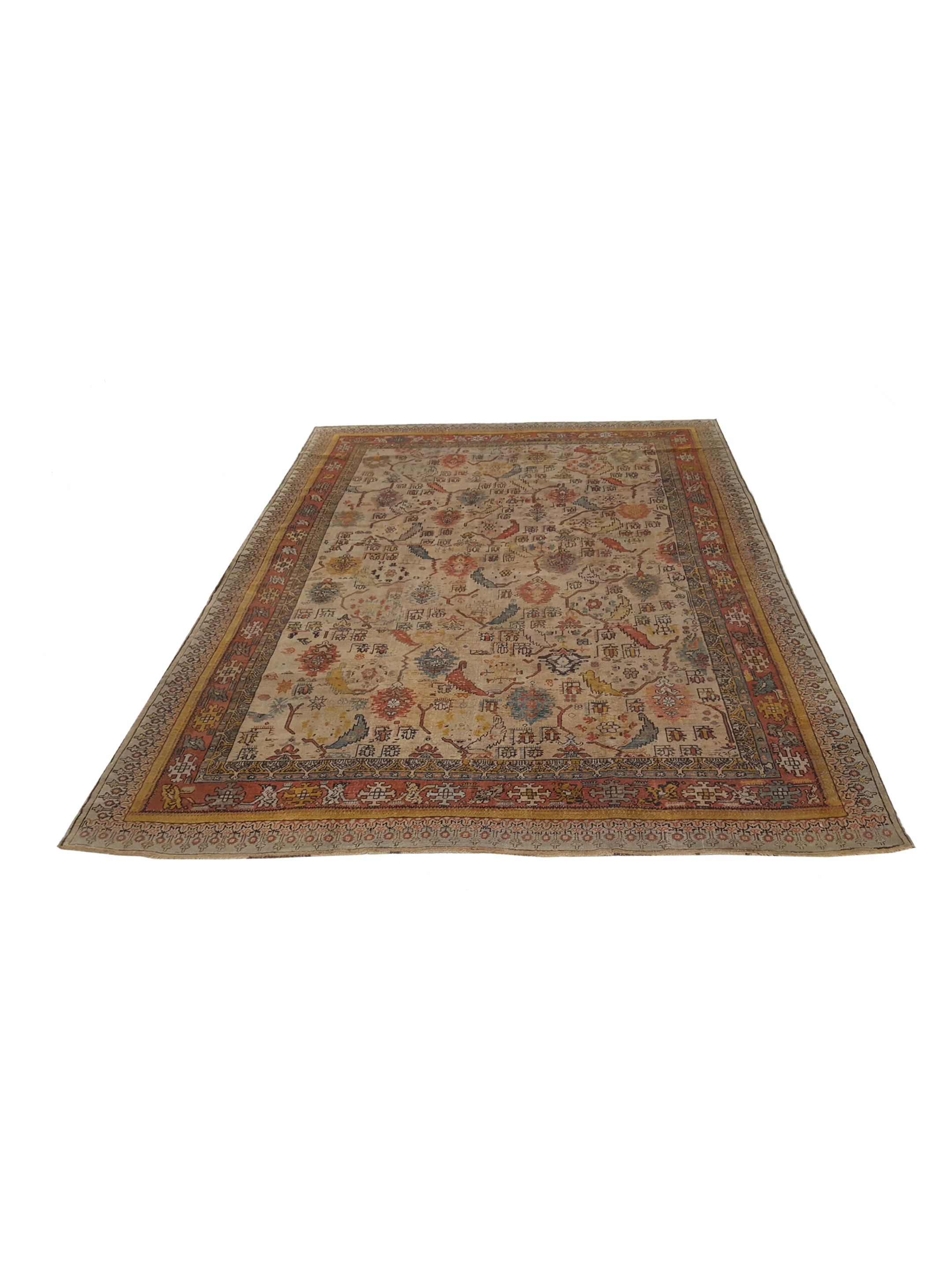 Antique Ushak Ivory 10x13 - Image 2 of 7