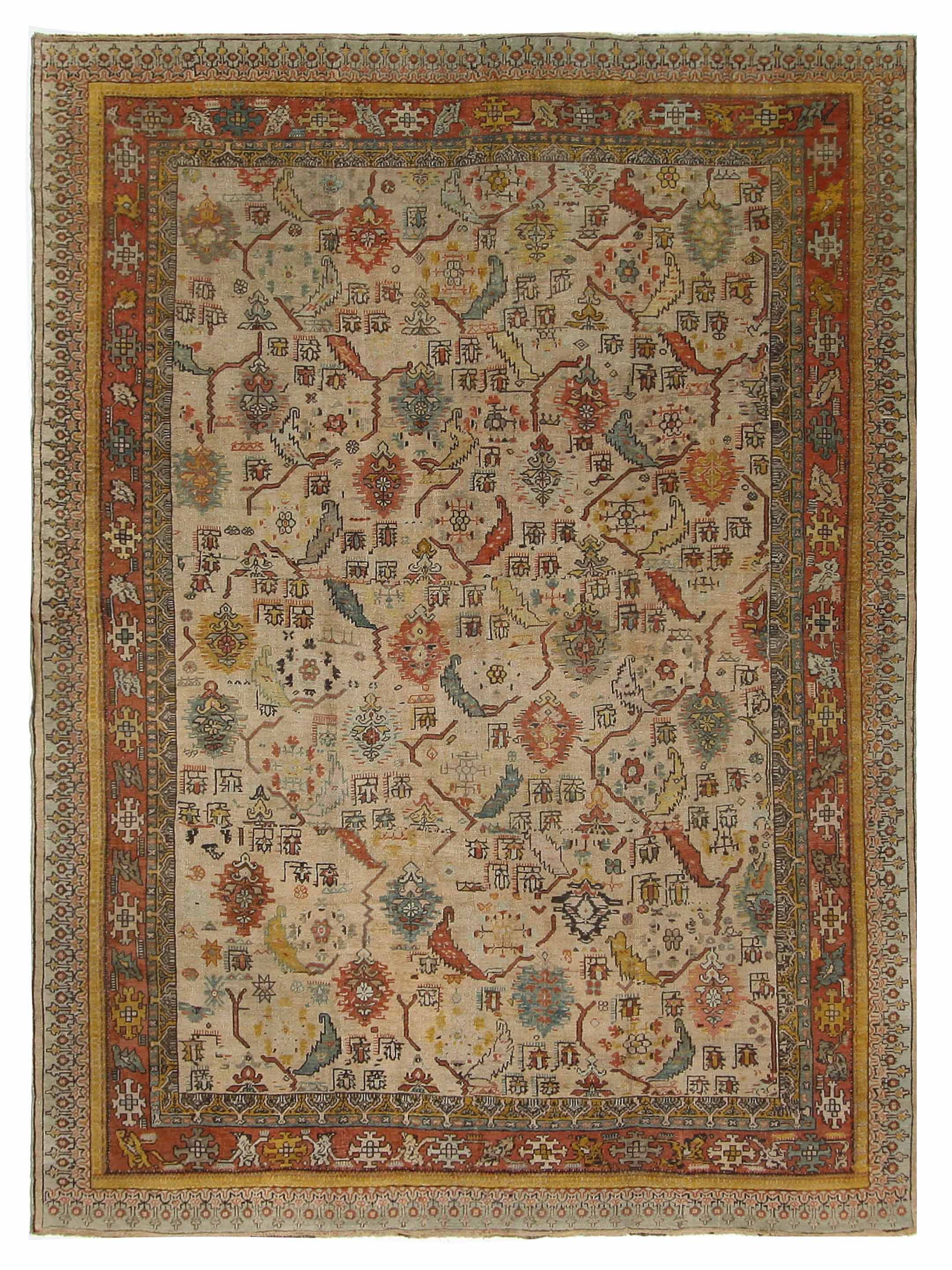 Antique Ushak Ivory 10x13