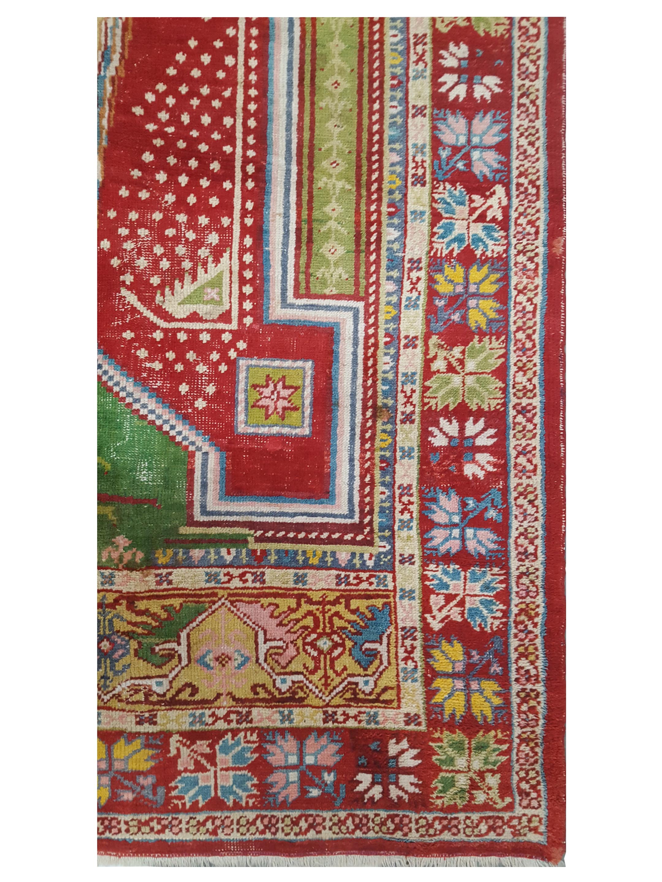 Antique Ushak Red 7x14 - Image 2 of 3