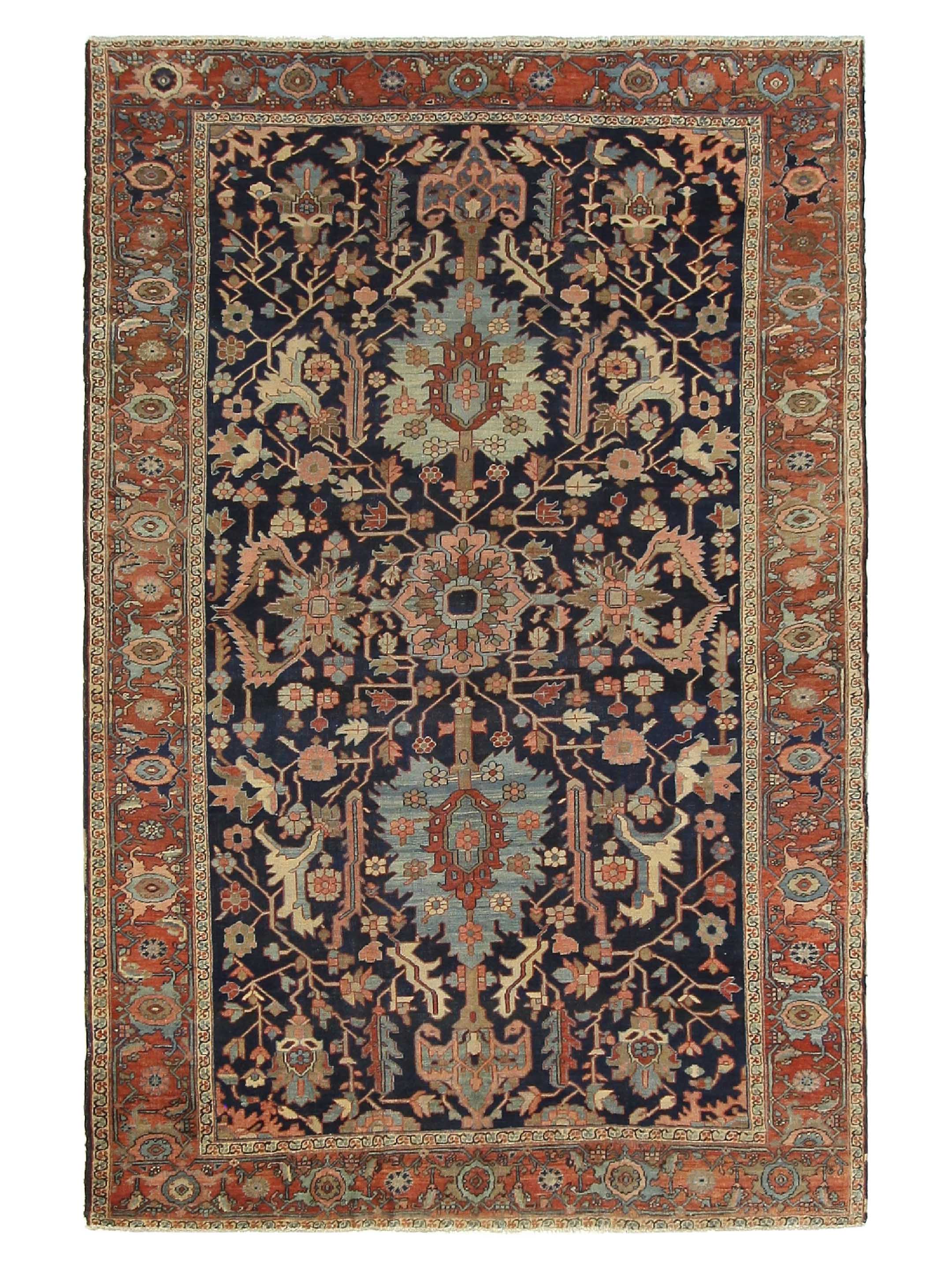 Antique Heriz Indigo 8x12