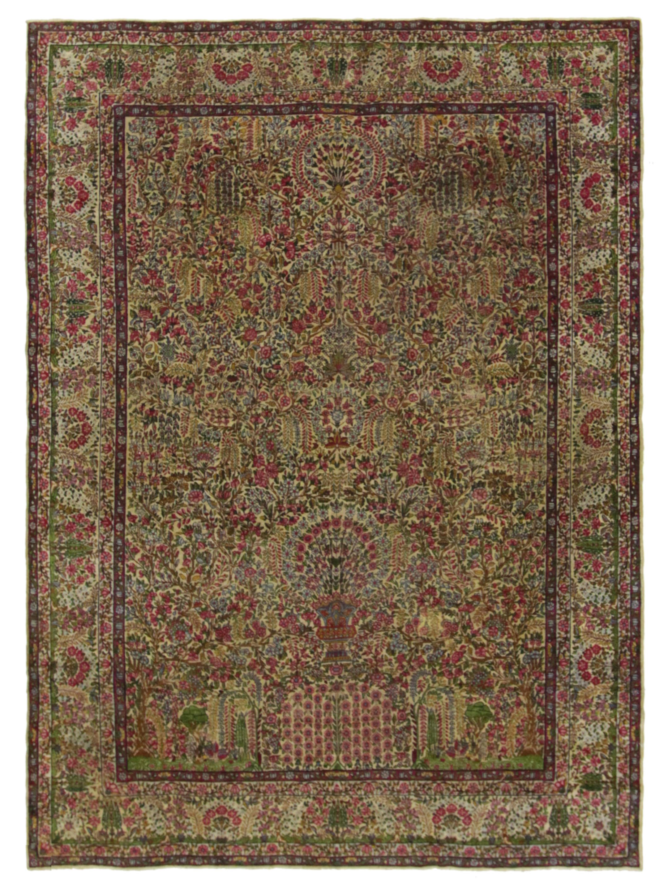 Antique Lavar Kerman Multi 9x12