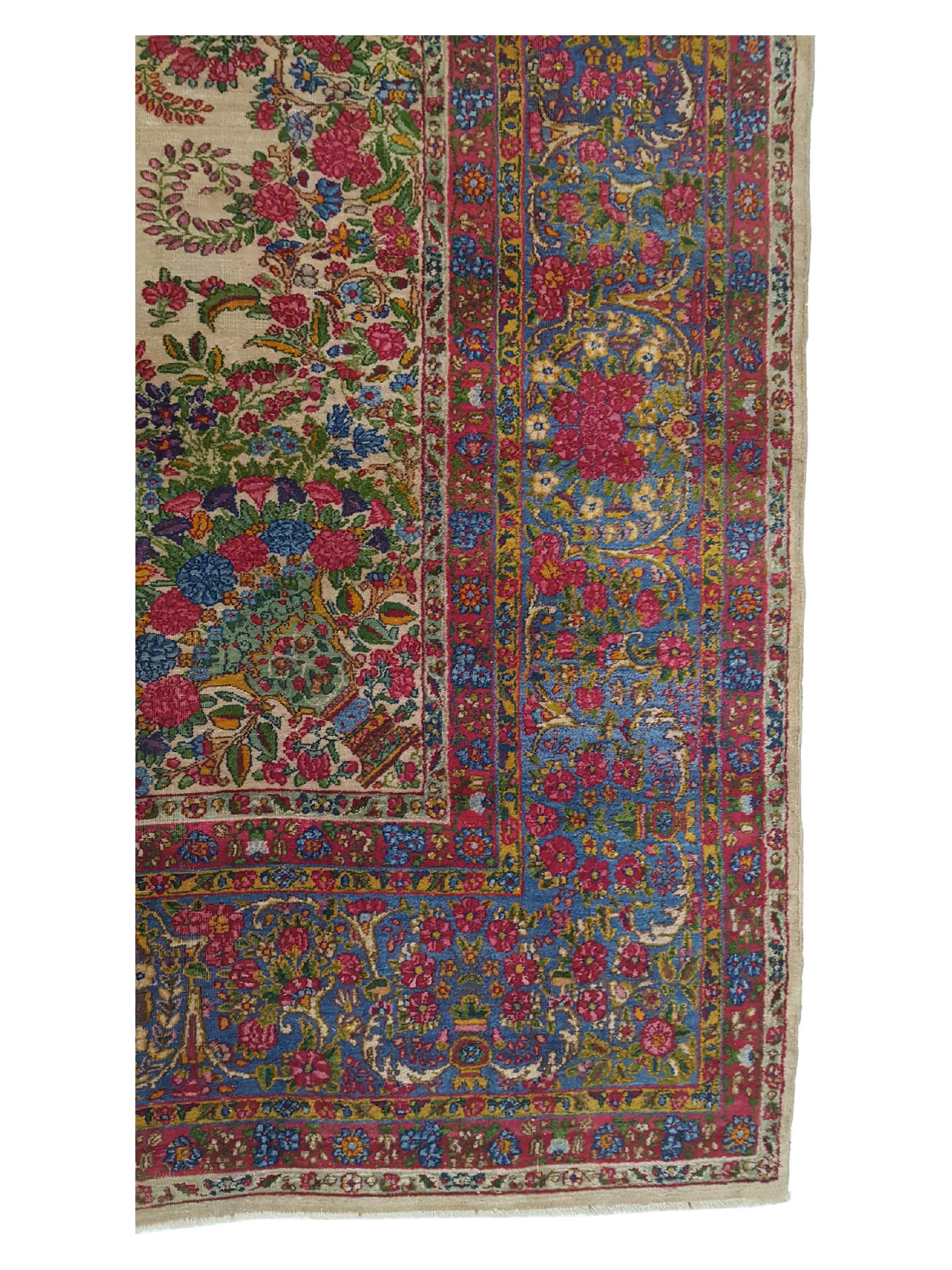 Antique Lavar Kerman Ivory 9x12 - Image 4 of 6