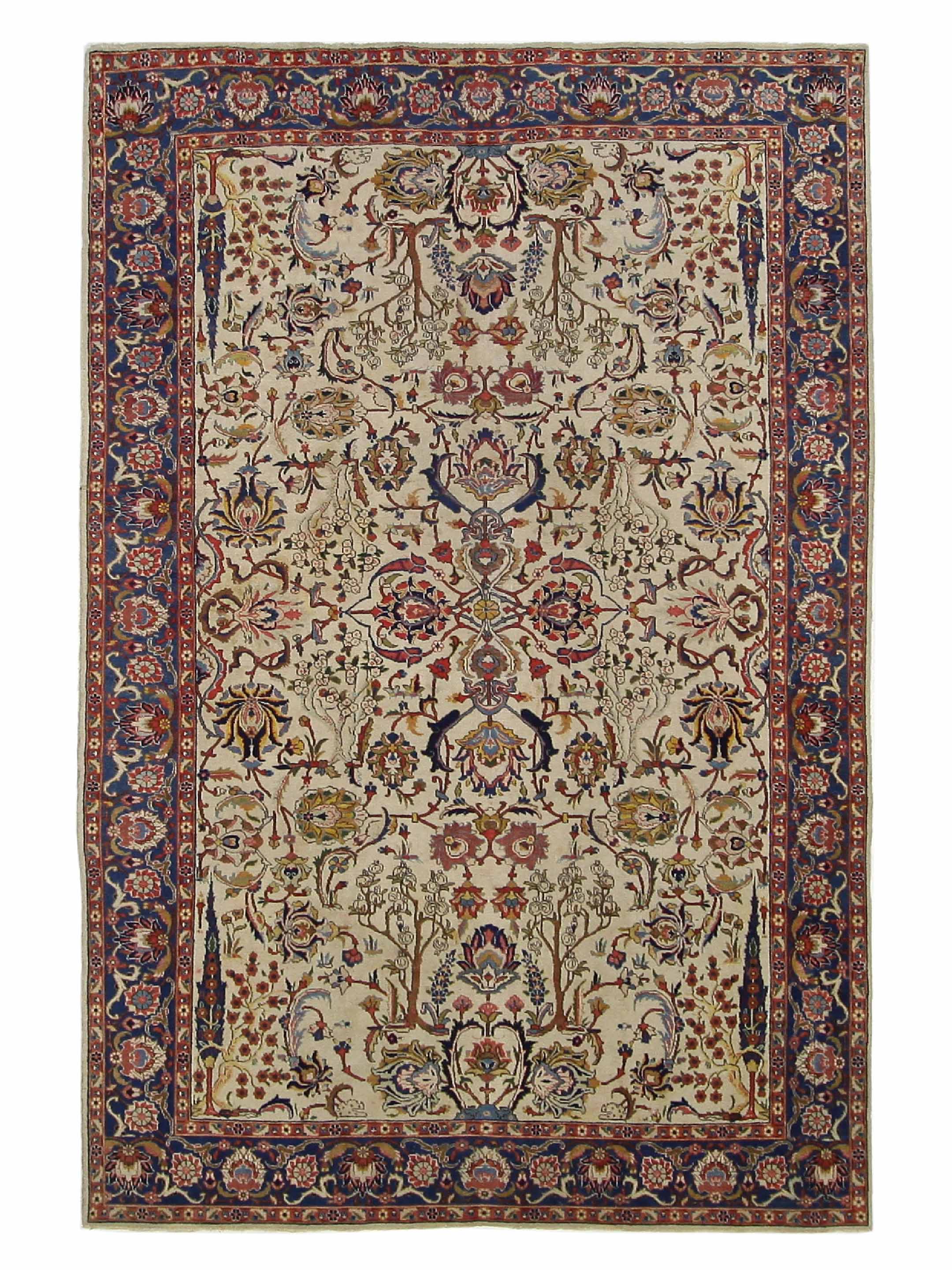 Antique Tabriz Ivory 7x11