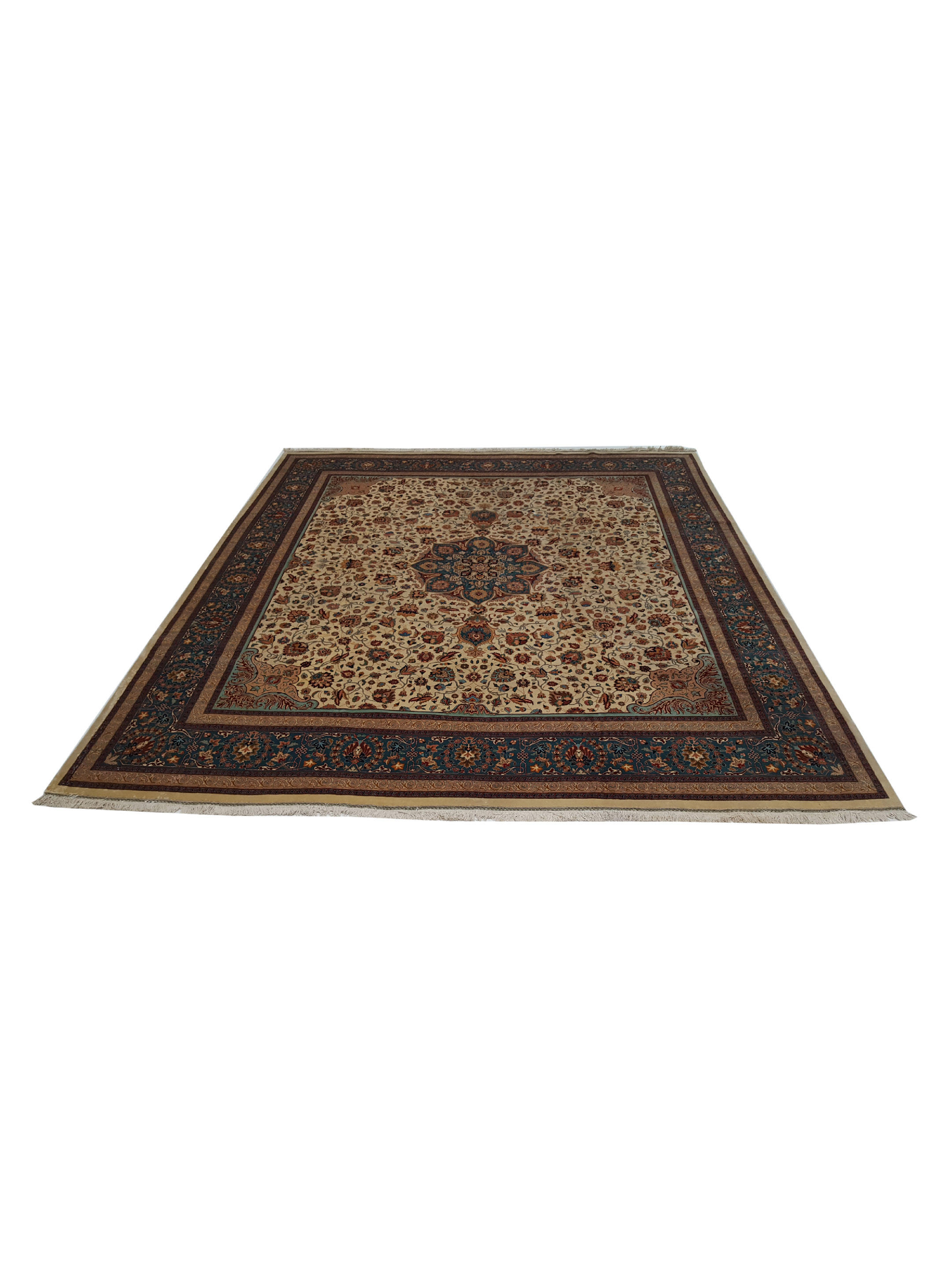 Antique Tabriz Ivory 13x14 - Image 2 of 8