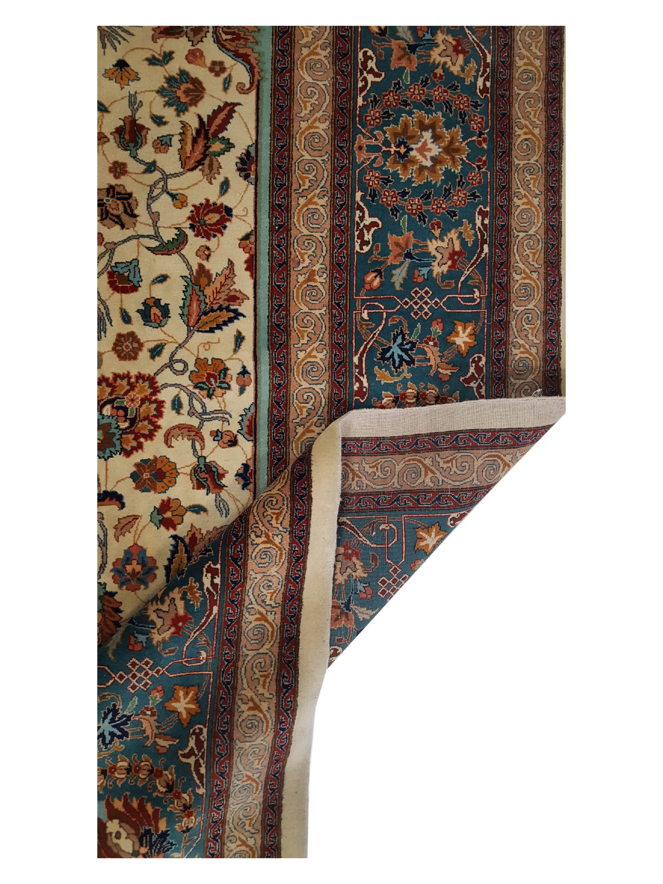 Antique Tabriz Ivory 13x14 - Image 3 of 8