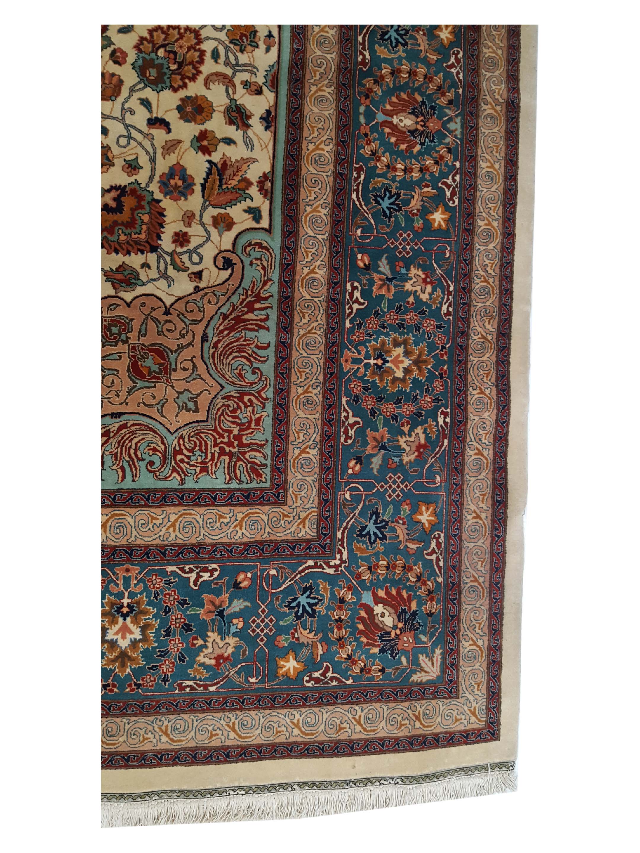 Antique Tabriz Ivory 13x14 - Image 4 of 8