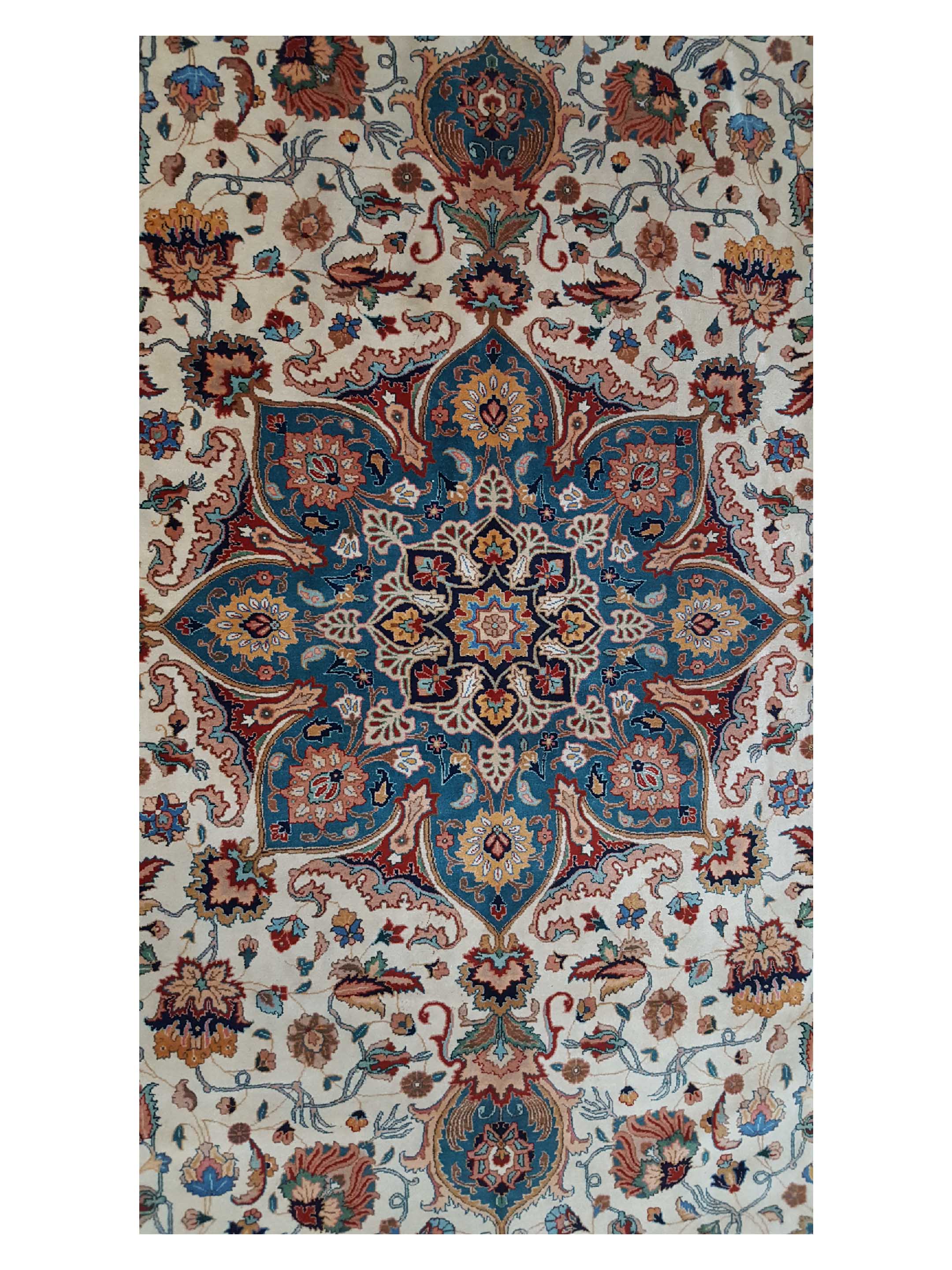 Antique Tabriz Ivory 13x14 - Image 5 of 8
