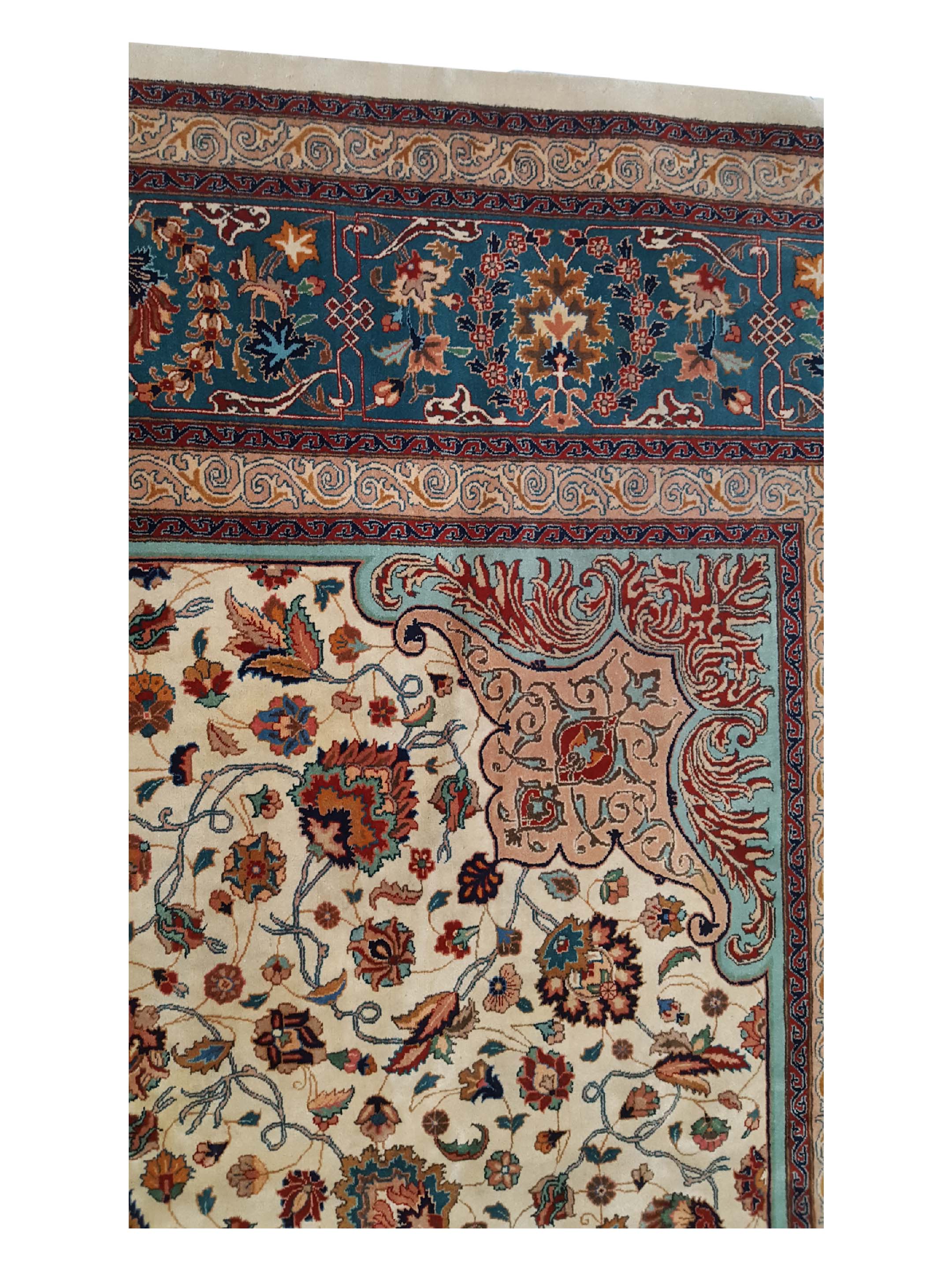Antique Tabriz Ivory 13x14 - Image 6 of 8