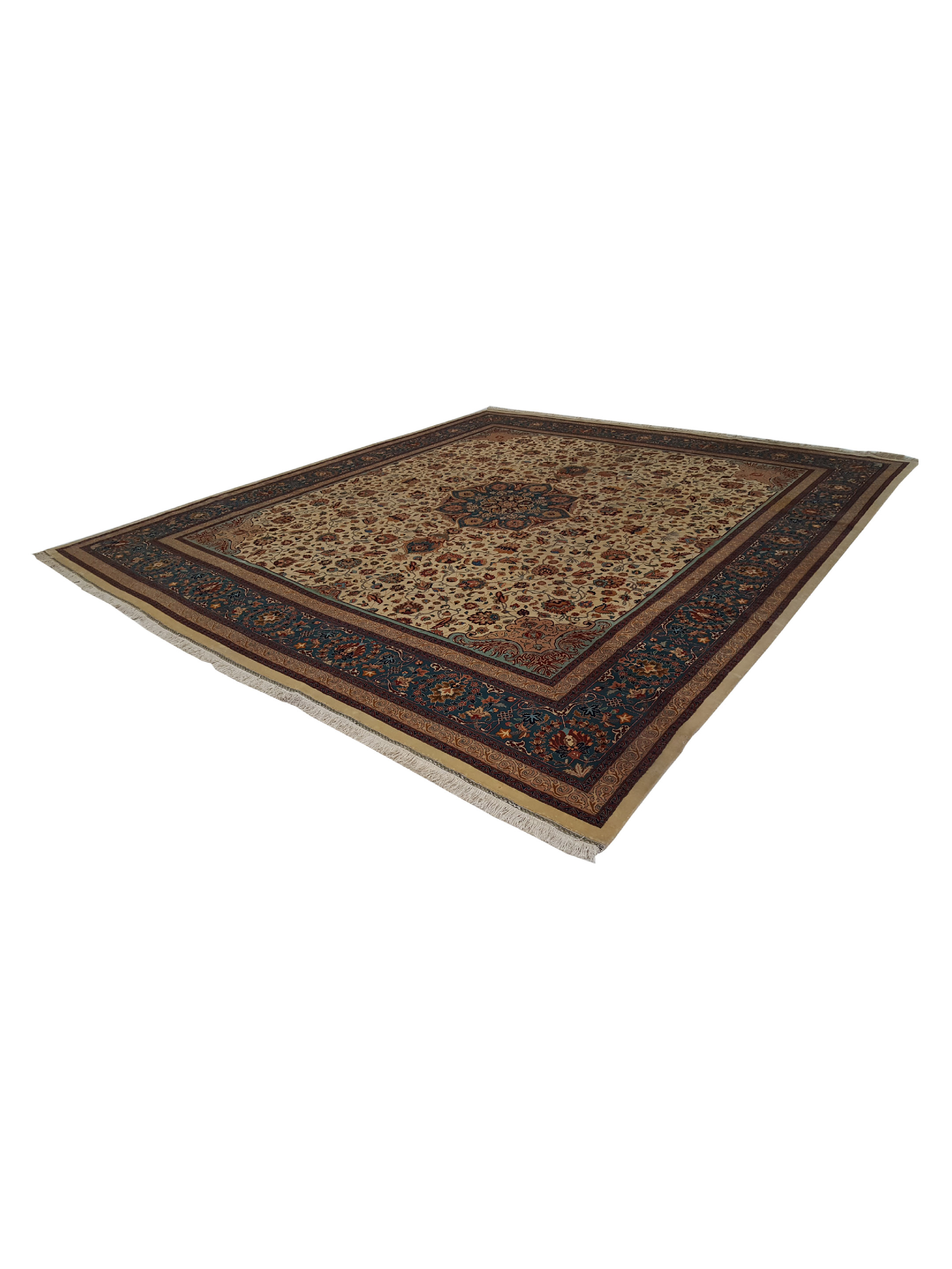 Antique Tabriz Ivory 13x14 - Image 7 of 8