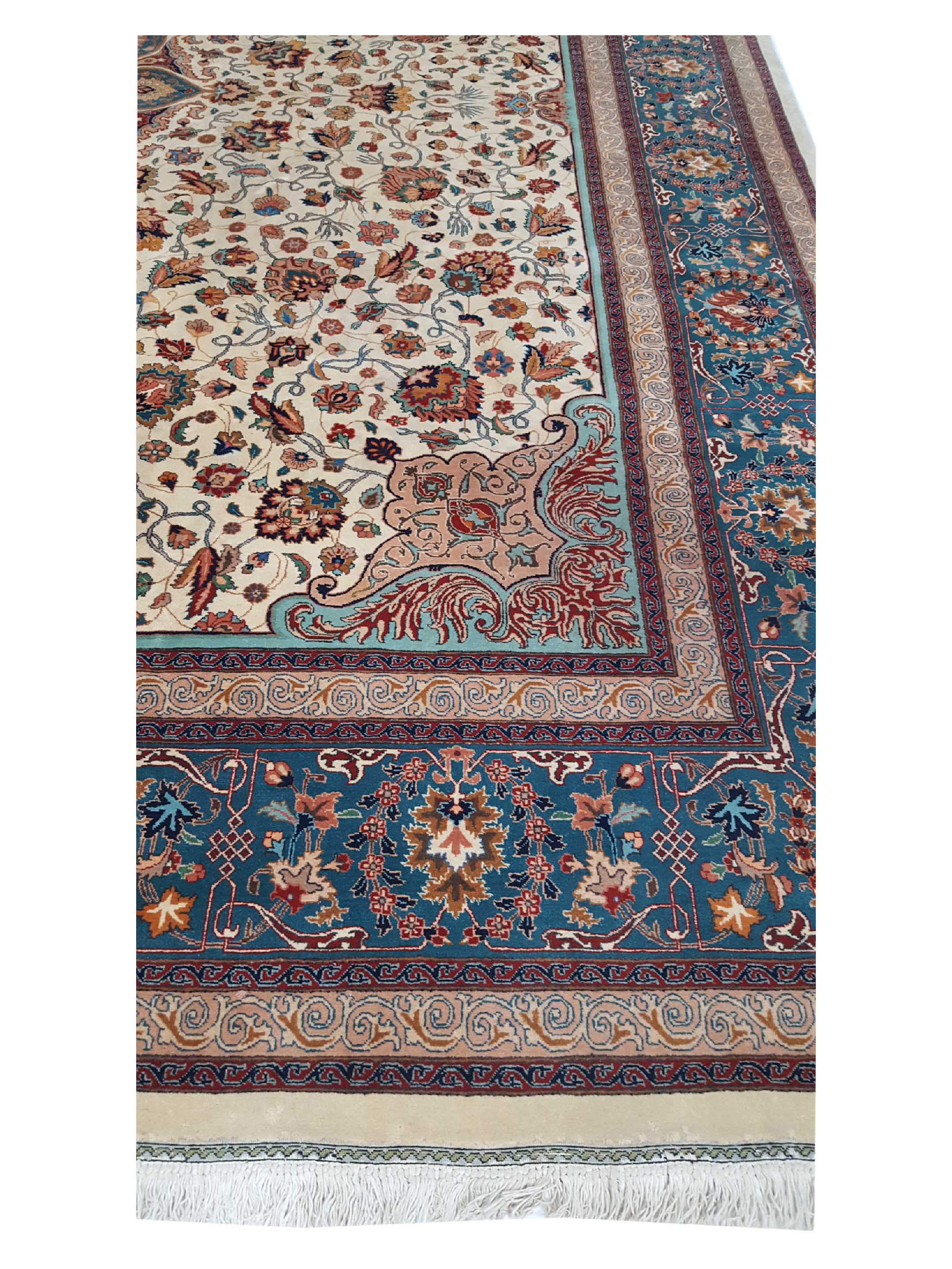 Antique Tabriz Ivory 13x14 - Image 8 of 8