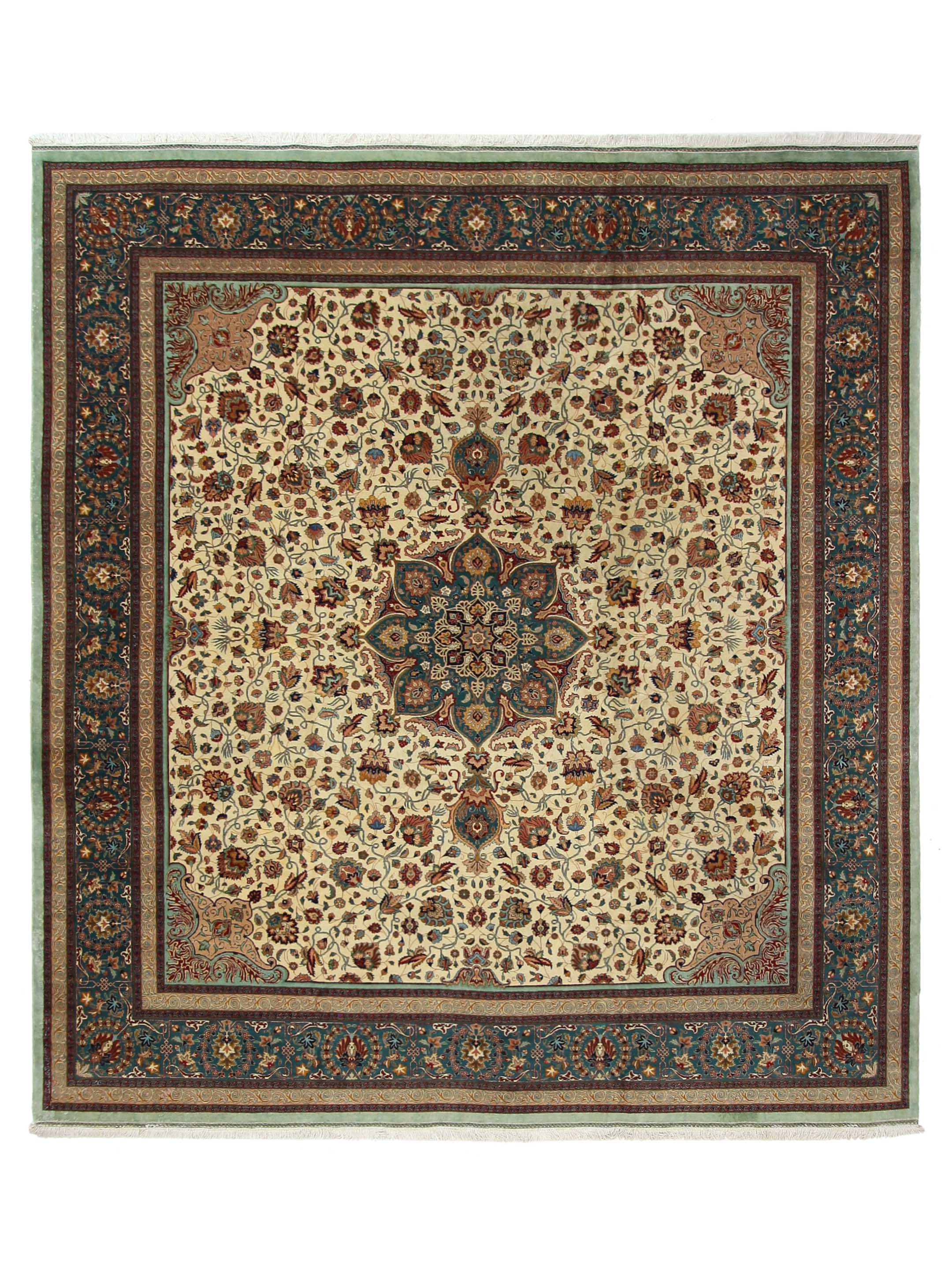 Antique Tabriz Ivory 13x14