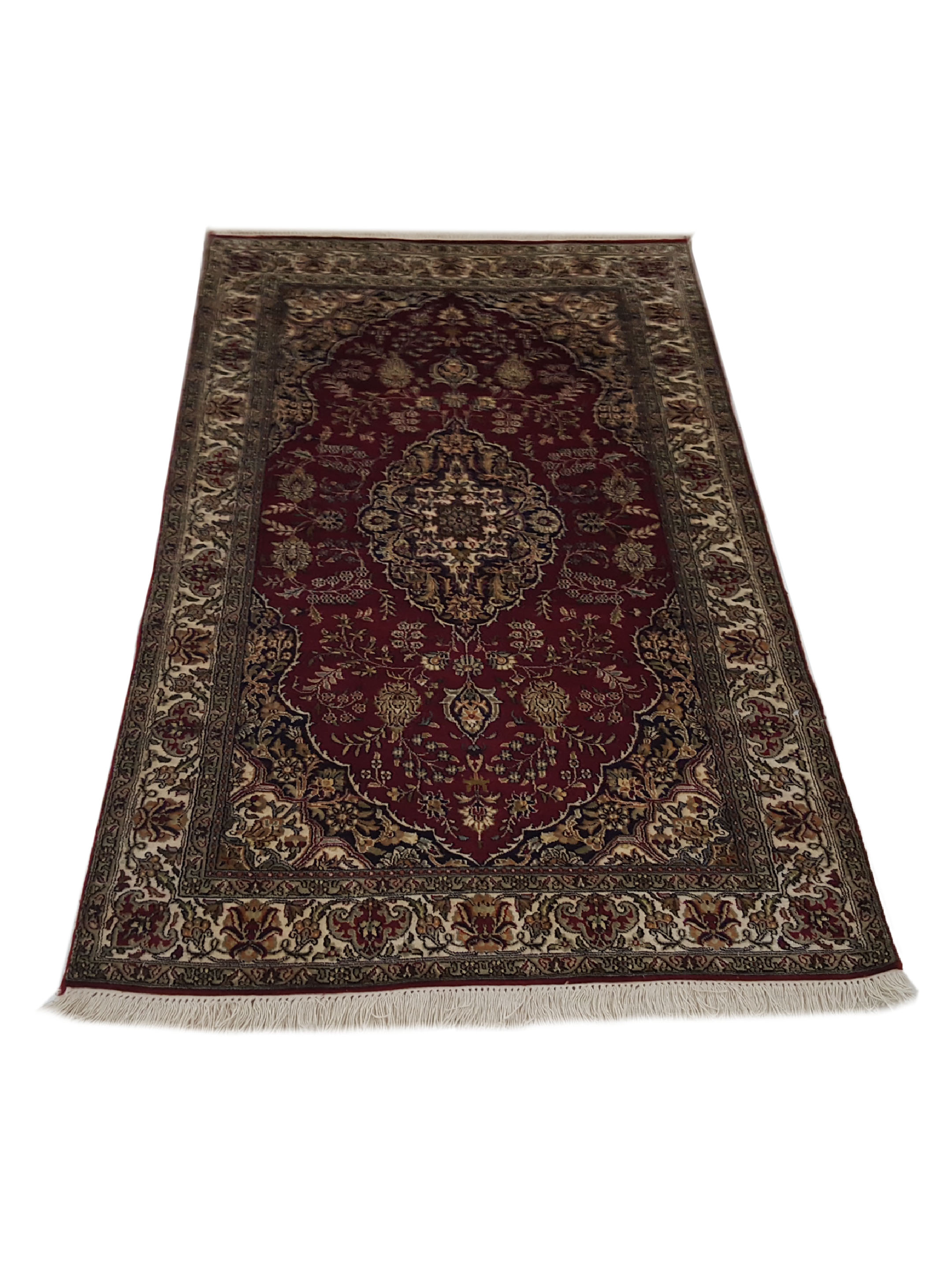 Kashmir Silk Hand Knotted Burgundy 3x5 - Image 2 of 6
