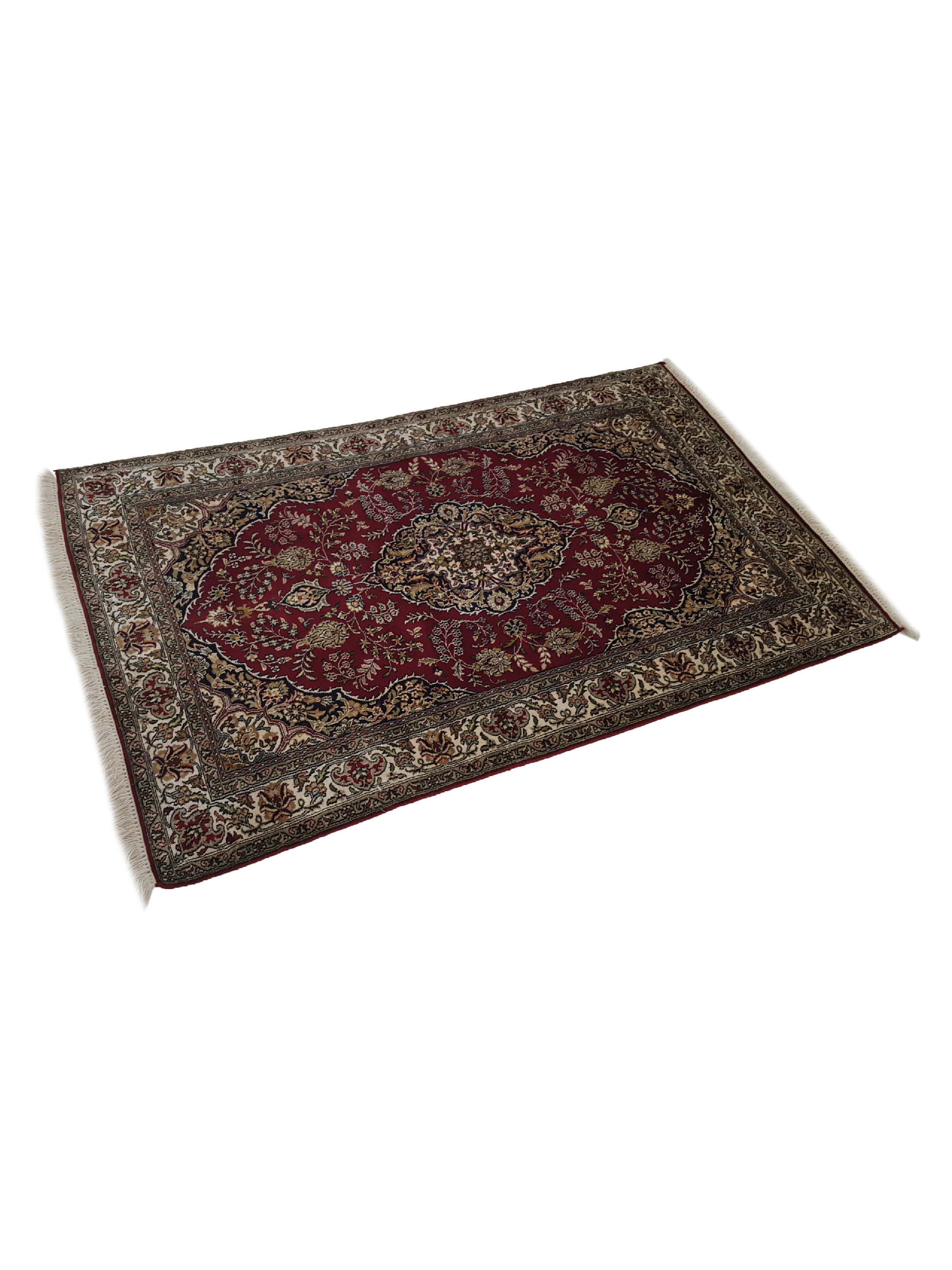 Kashmir Silk Hand Knotted Burgundy 3x5 - Image 6 of 6
