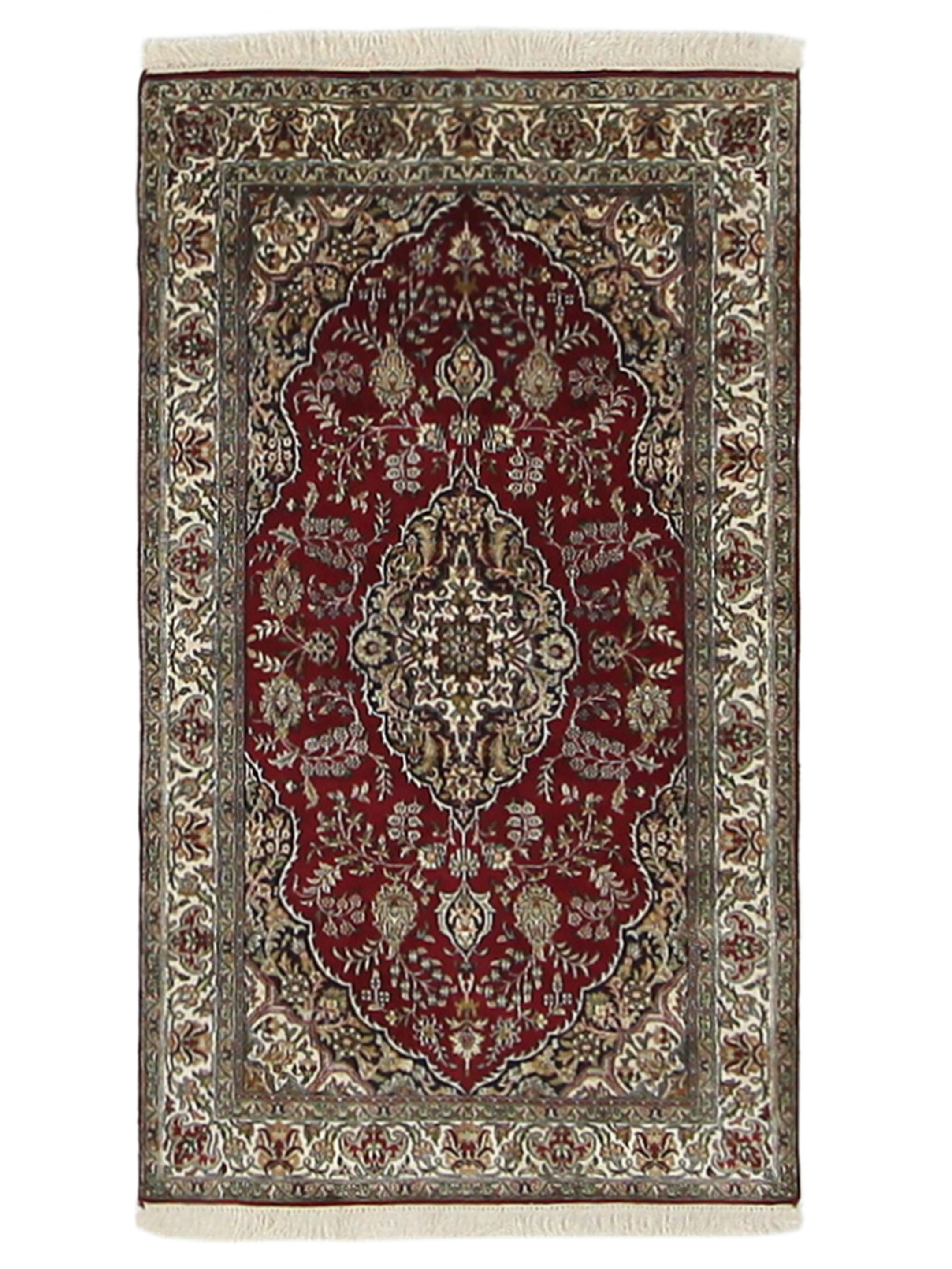Kashmir Silk Hand Knotted Burgundy 3x5