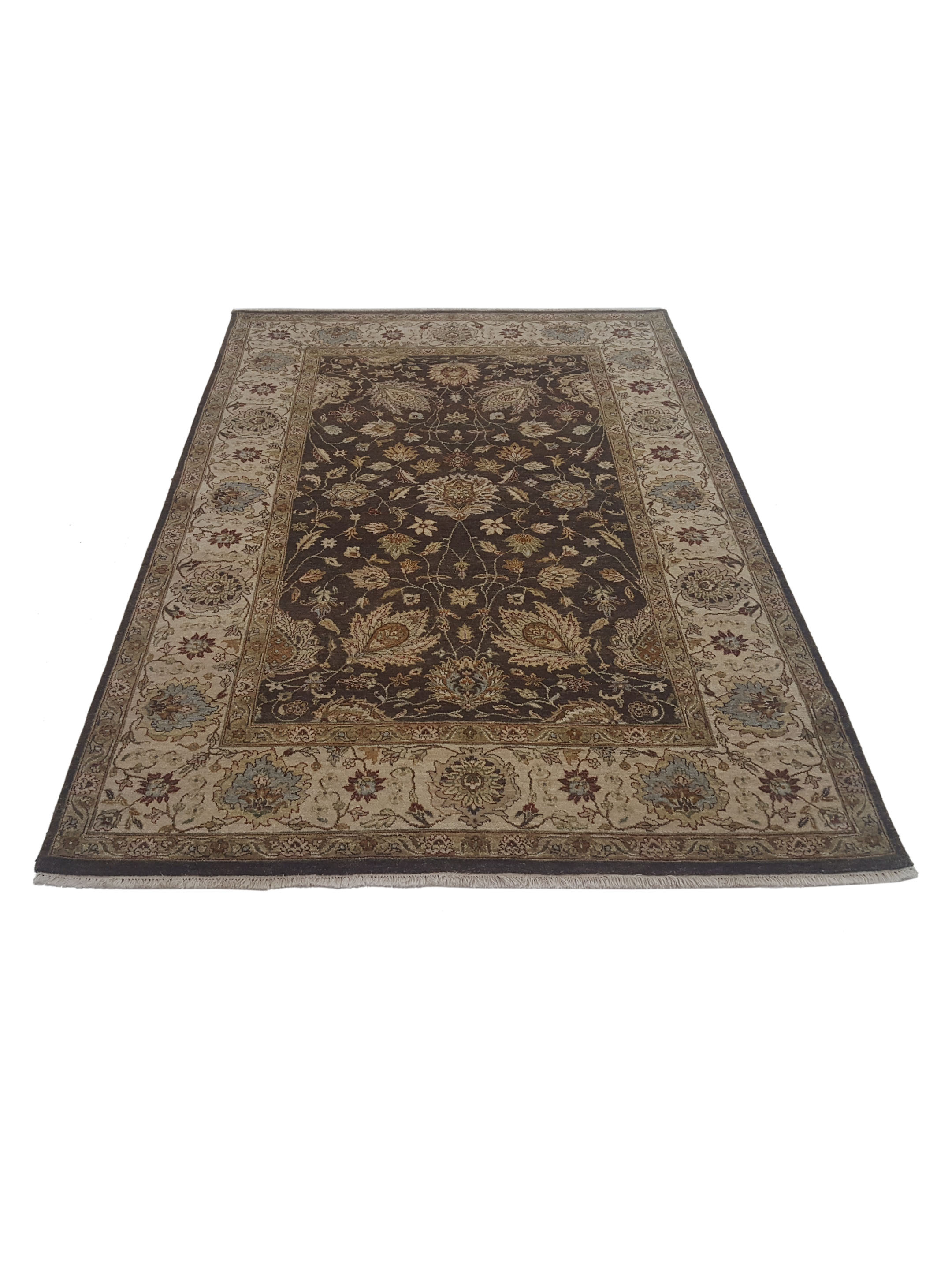 Agra Hand Knotted Brown 6x9 - Image 2 of 6