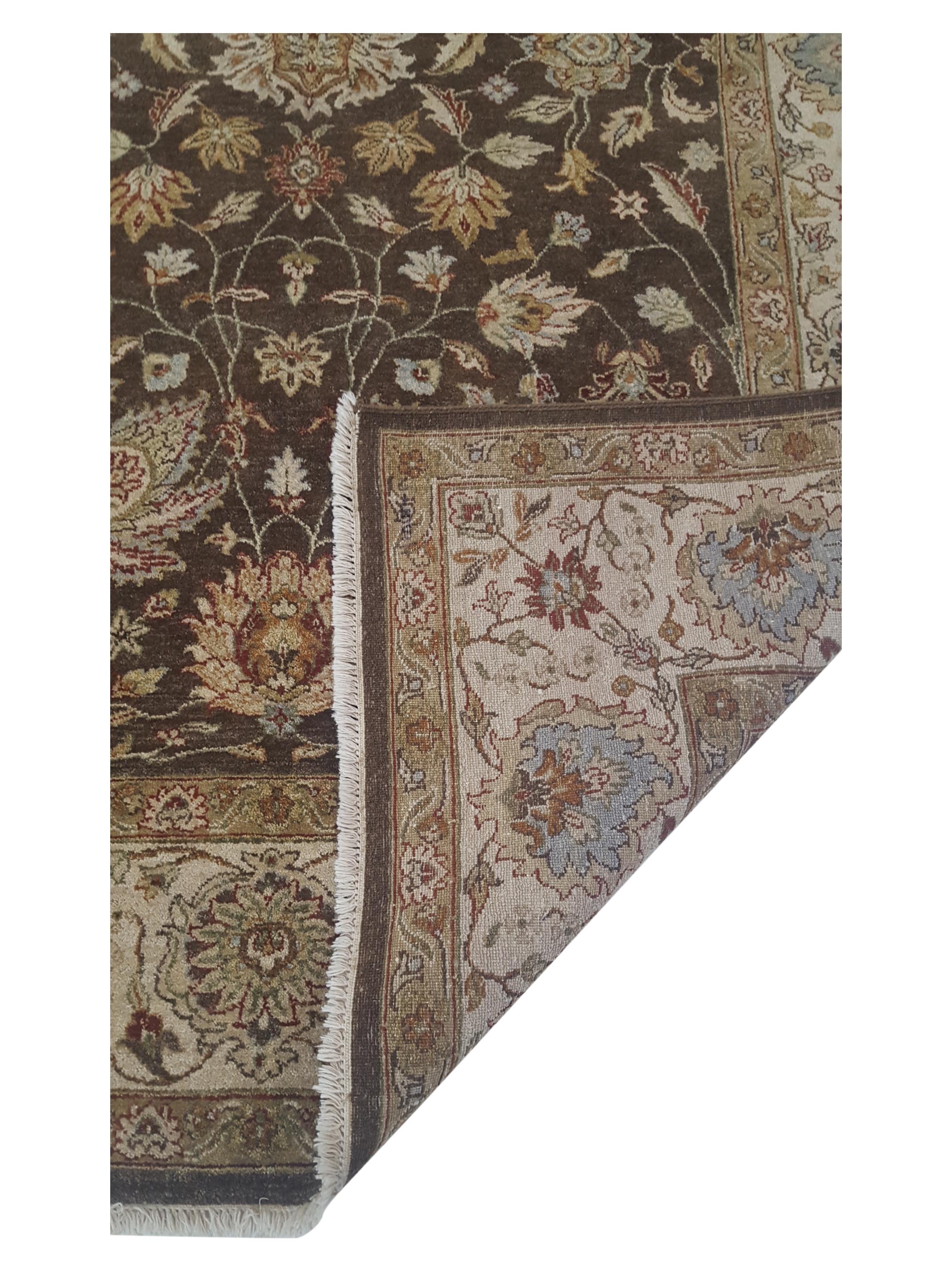 Agra Hand Knotted Brown 6x9 - Image 3 of 6