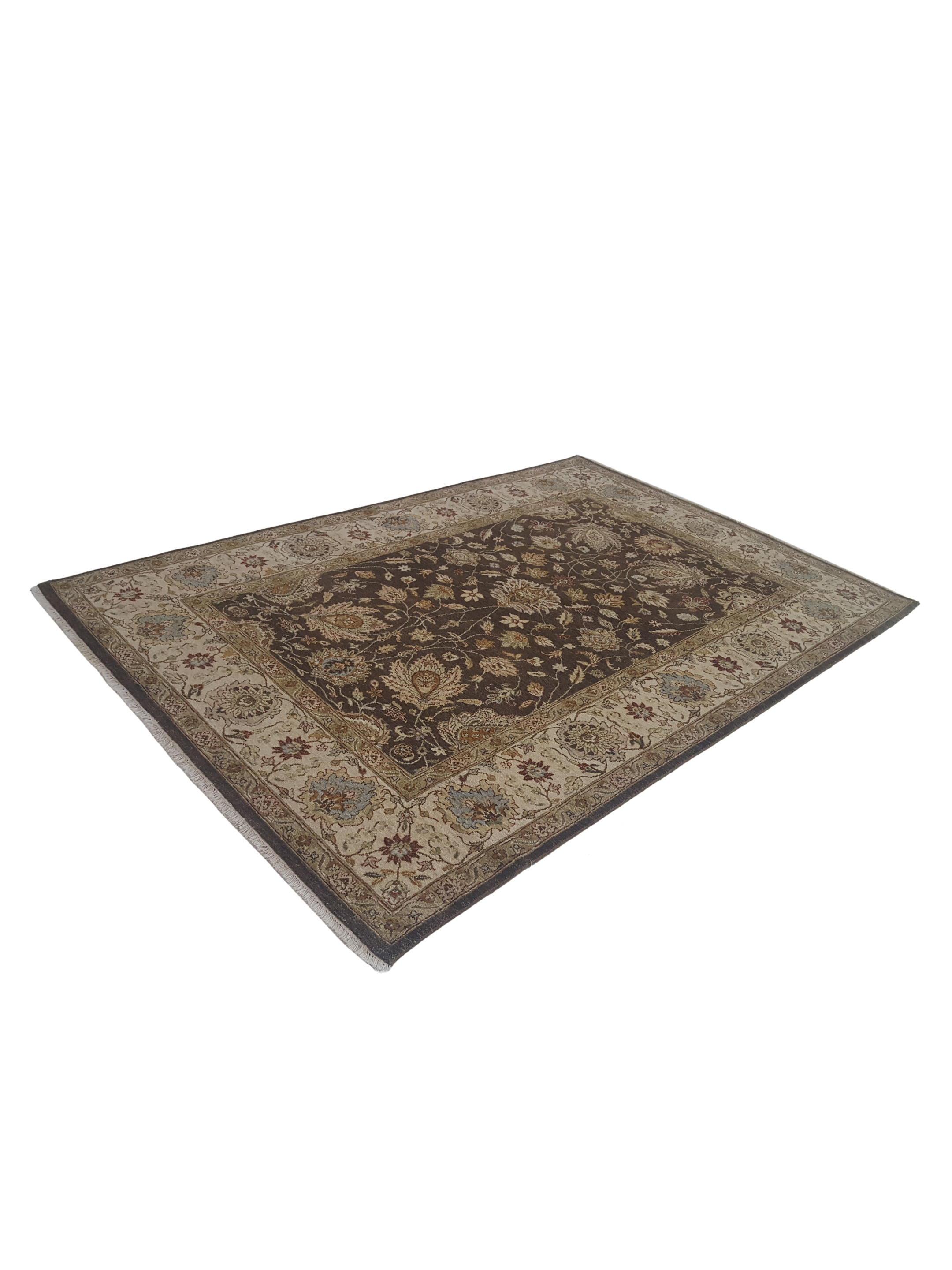 Agra Hand Knotted Brown 6x9 - Image 6 of 6