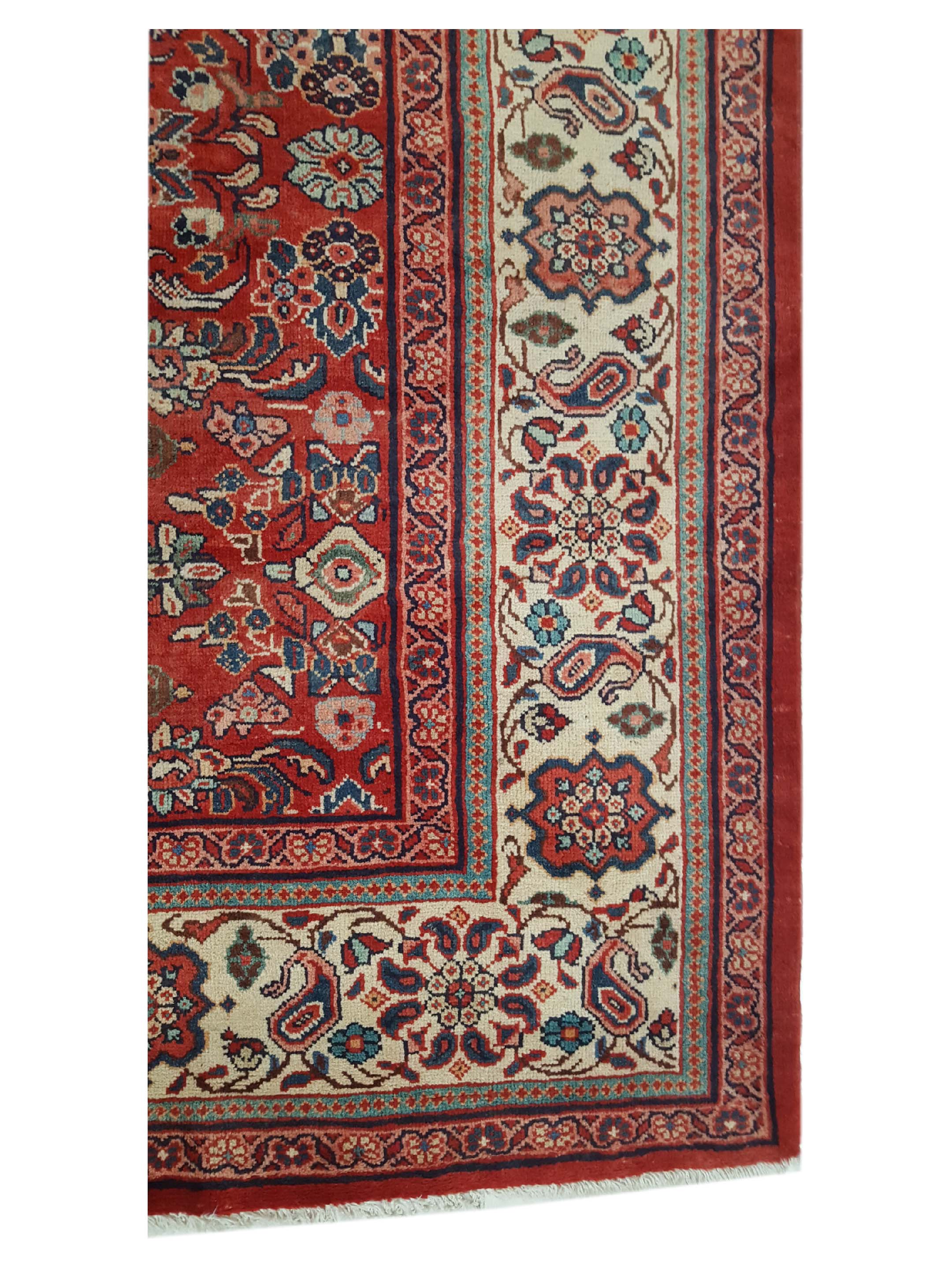Mahal Hand Knotted Red 10x12 - Image 4 of 6