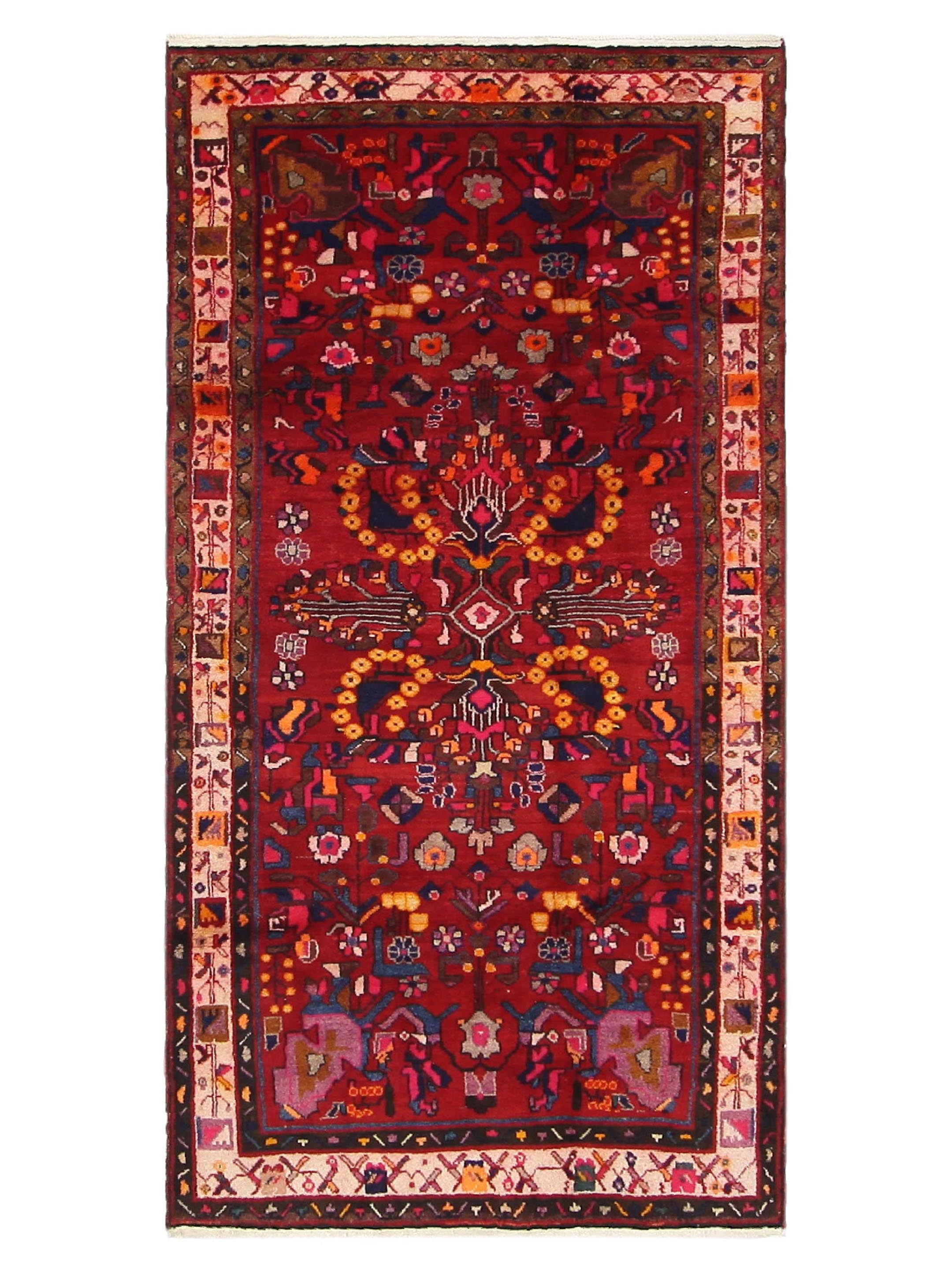 Hamadan Hand Knotted Red 5x10