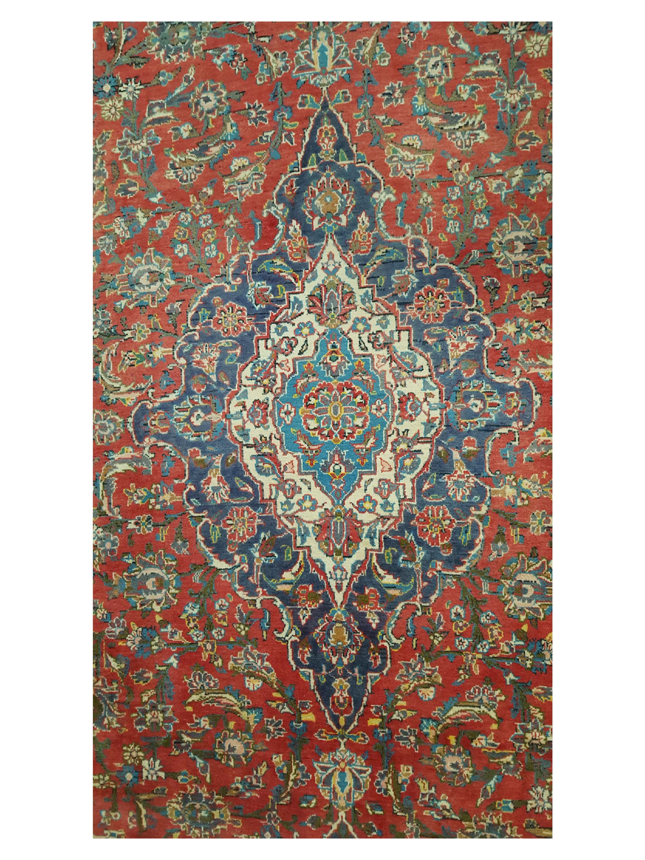Kashan Hand Knotted Red 9x12 - Image 5 of 6