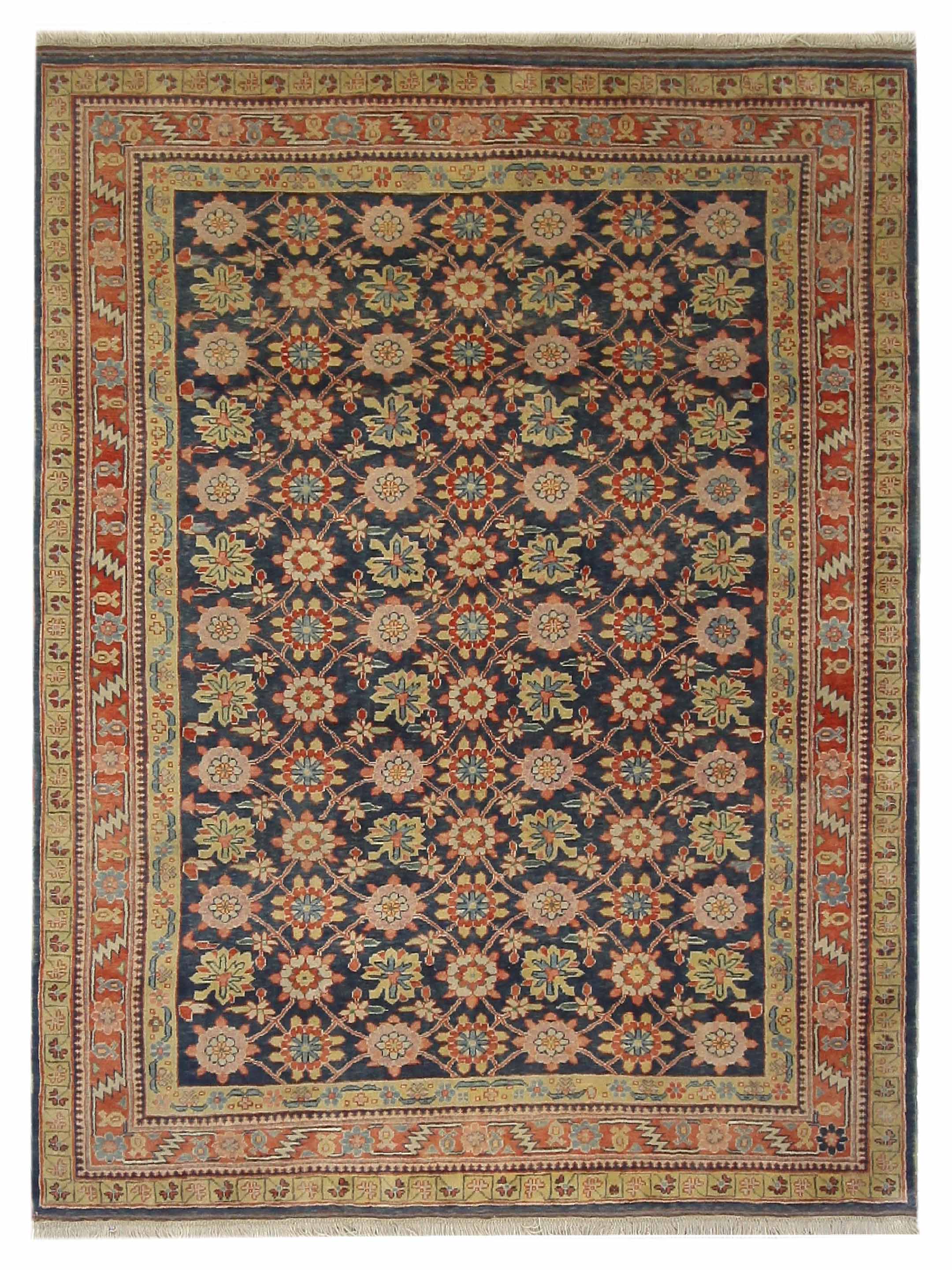 Milas Hand Knotted Navy 8x10
