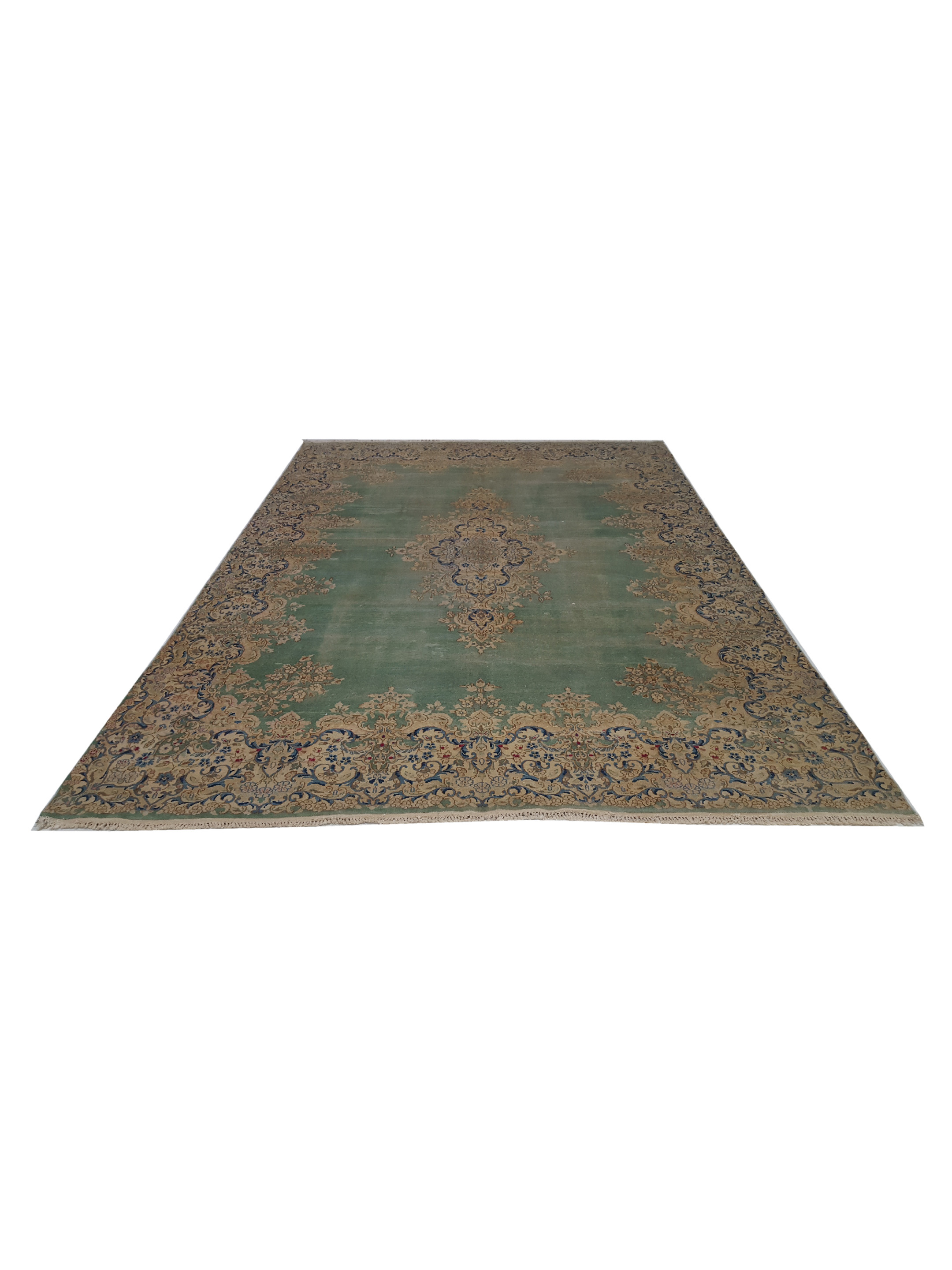 Kerman Hand Knotted Green 9x12 - Image 2 of 7