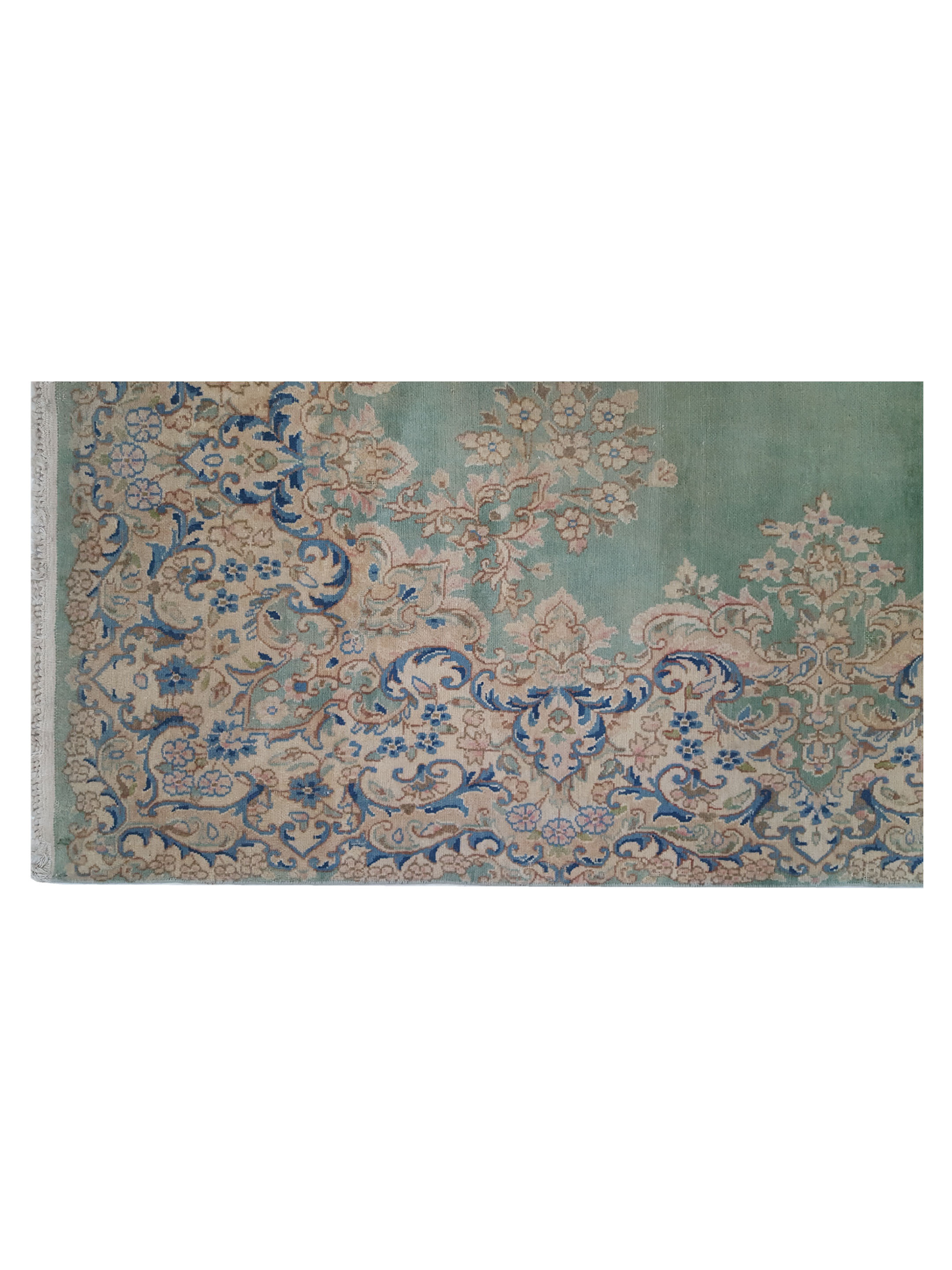 Kerman Hand Knotted Green 9x12 - Image 4 of 7