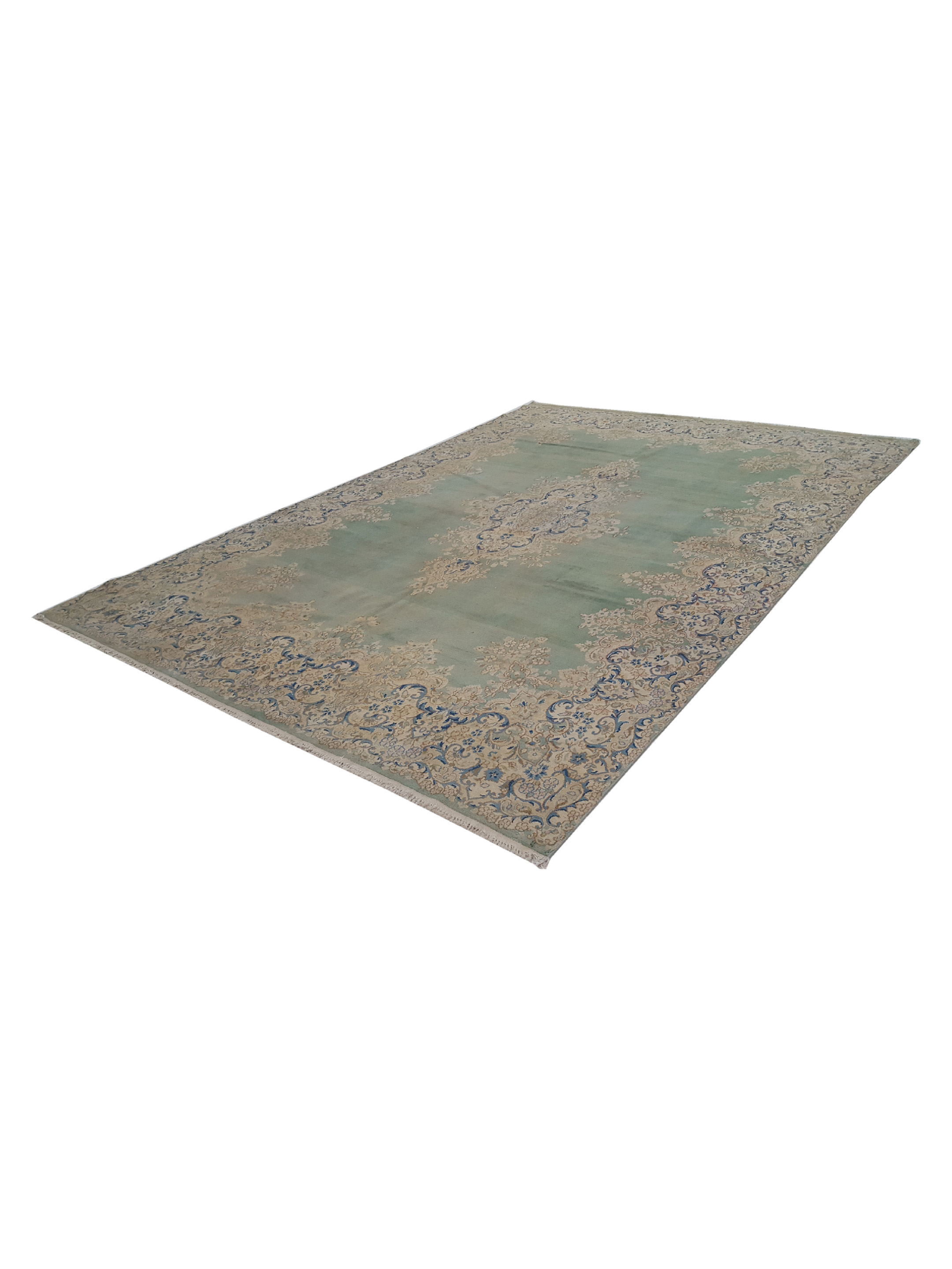 Kerman Hand Knotted Green 9x12 - Image 7 of 7