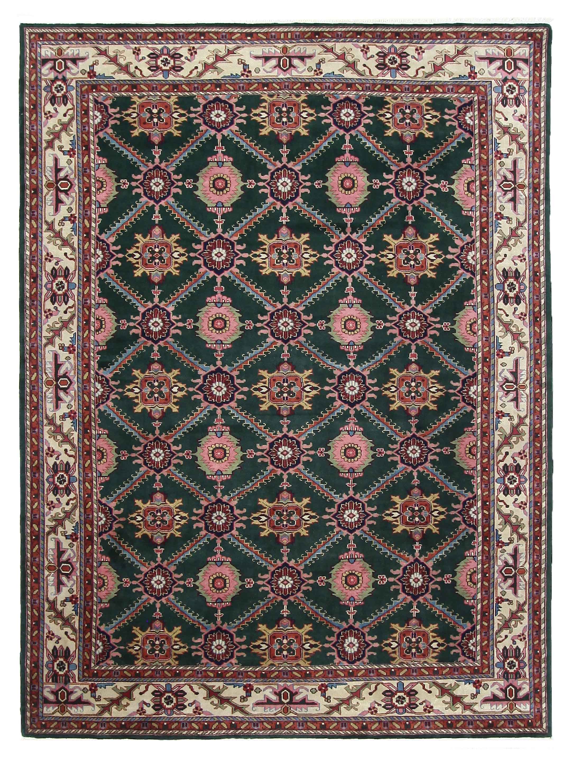 Turkestan Hand Knotted Green 9x13