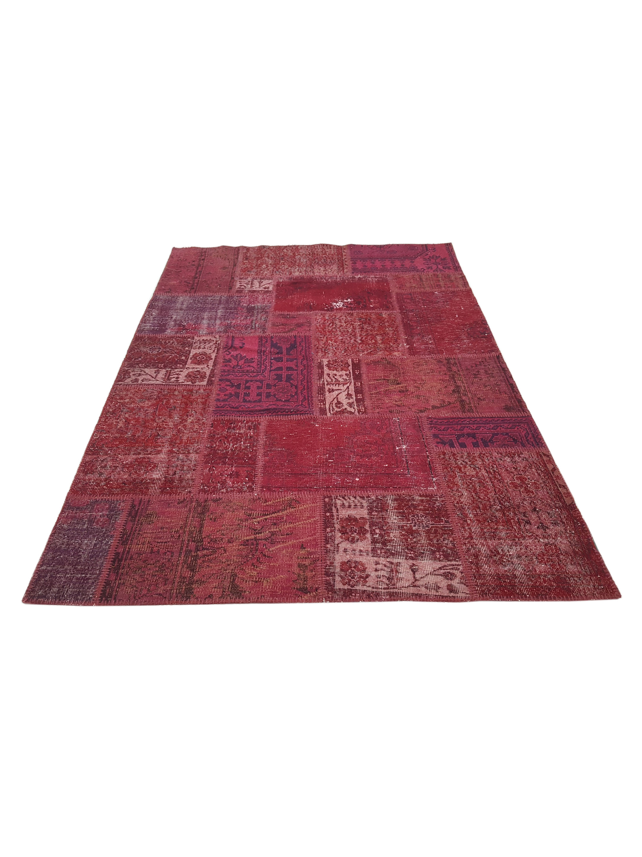 Patchwork Hand Knotted Burgundy 6x9 - Image 2 of 5
