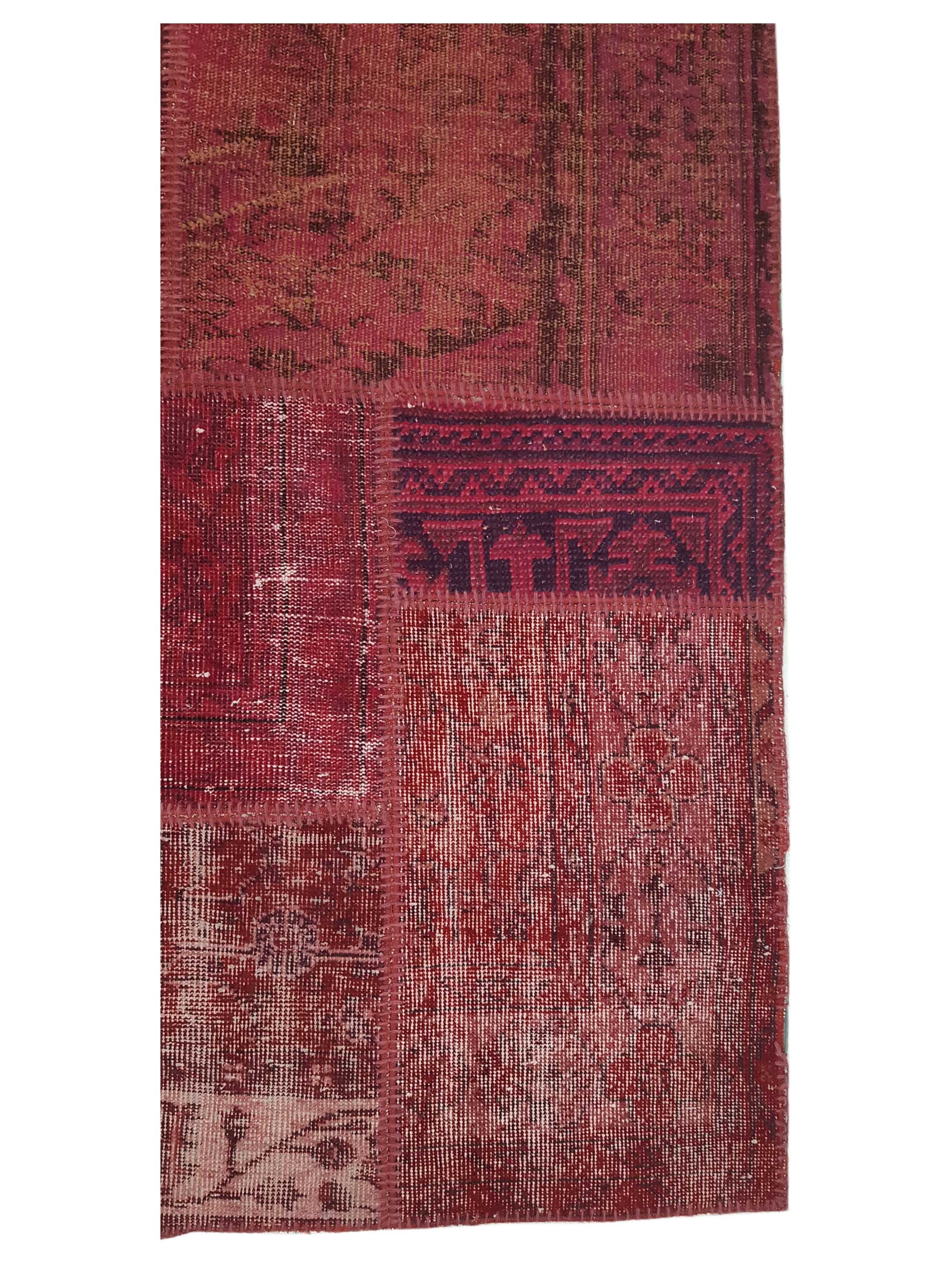 Patchwork Hand Knotted Burgundy 6x9 - Image 4 of 5