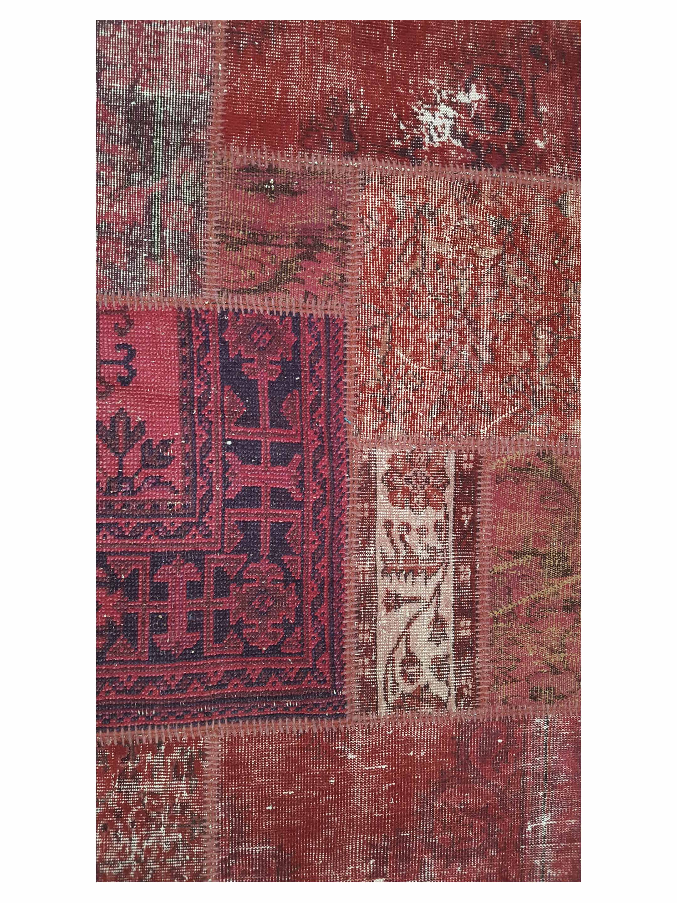 Patchwork Hand Knotted Burgundy 6x9 - Image 5 of 5