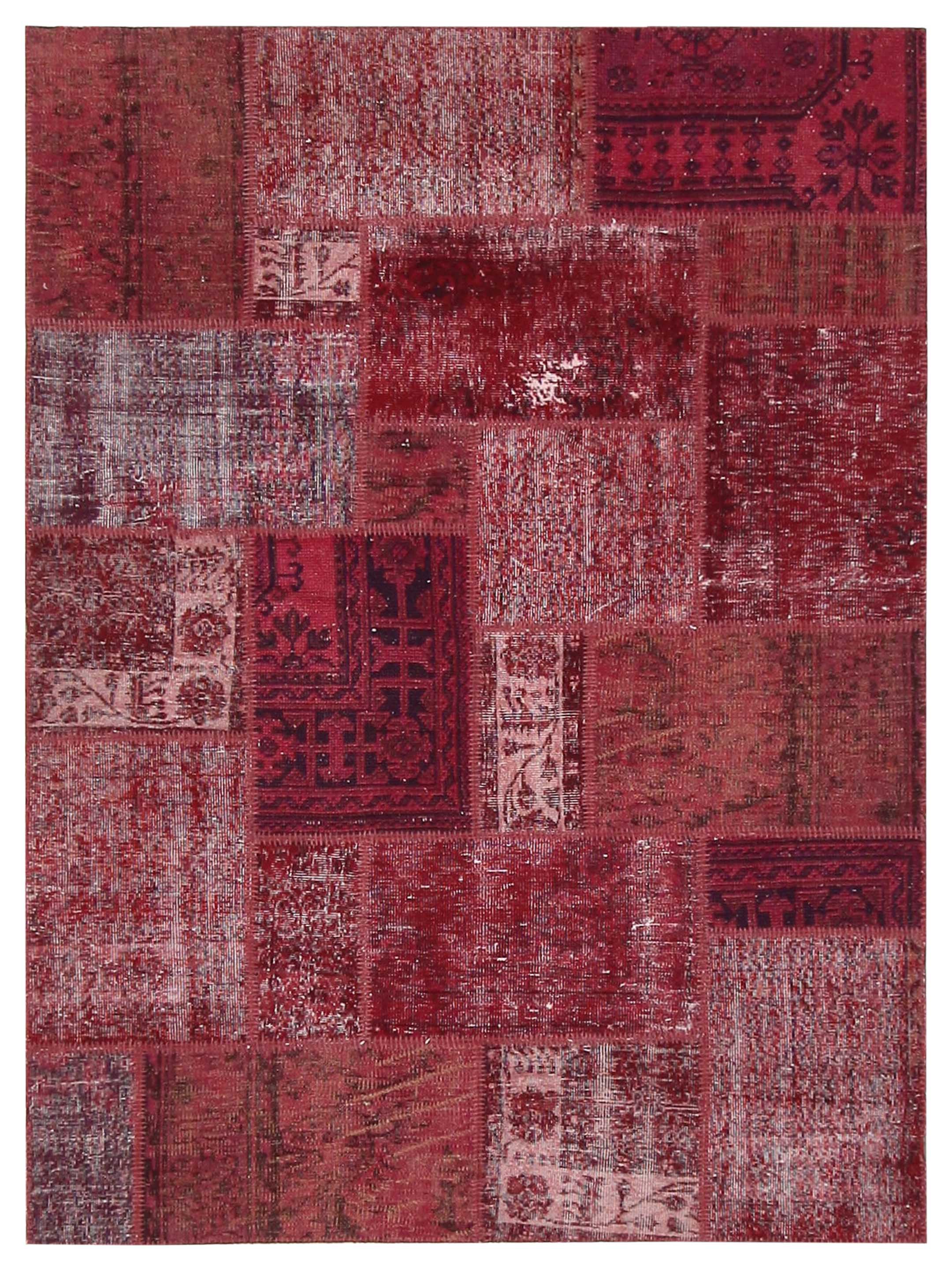 Patchwork Hand Knotted Burgundy 6x9
